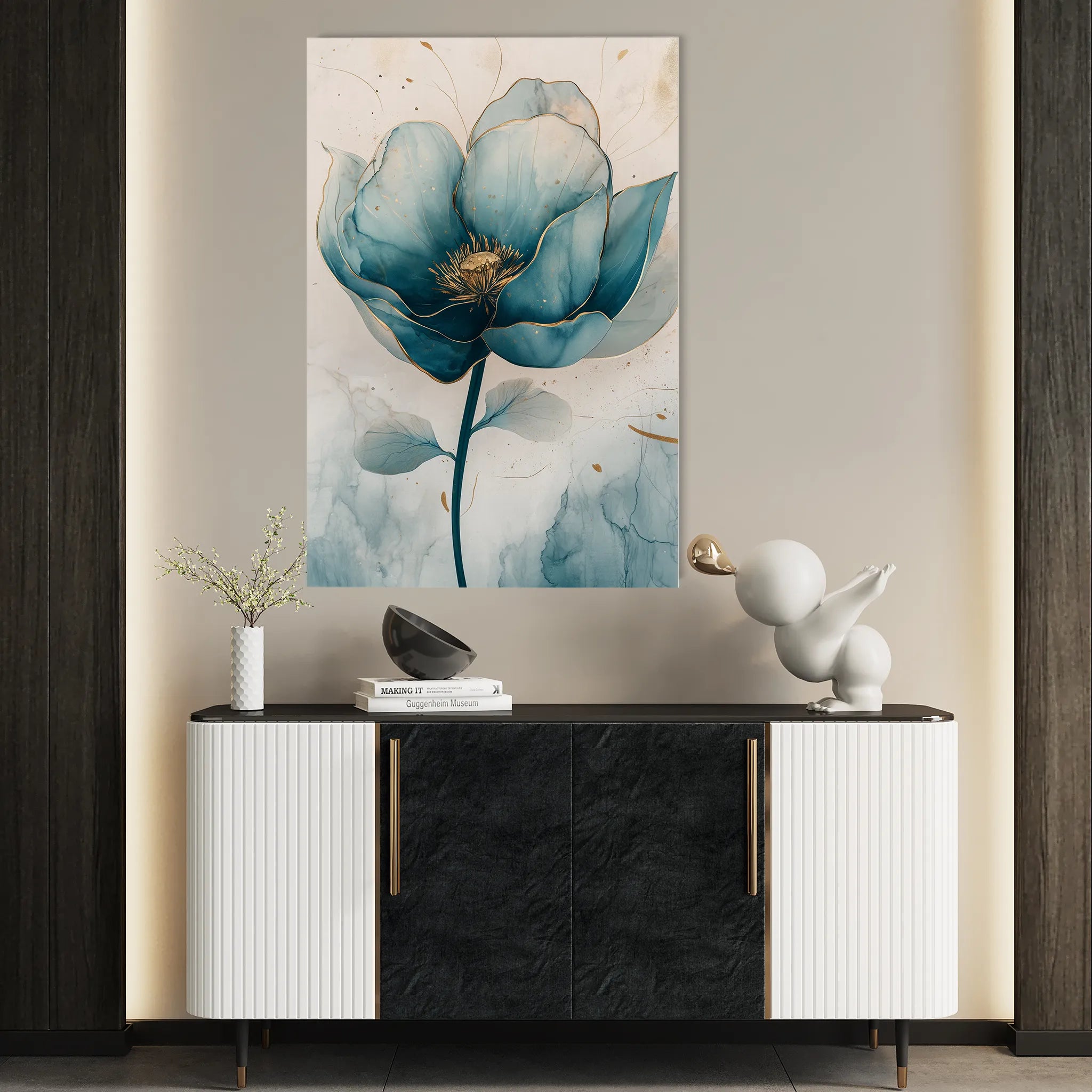Floral 1408 Canvas Art 60 x 40 cm / Black