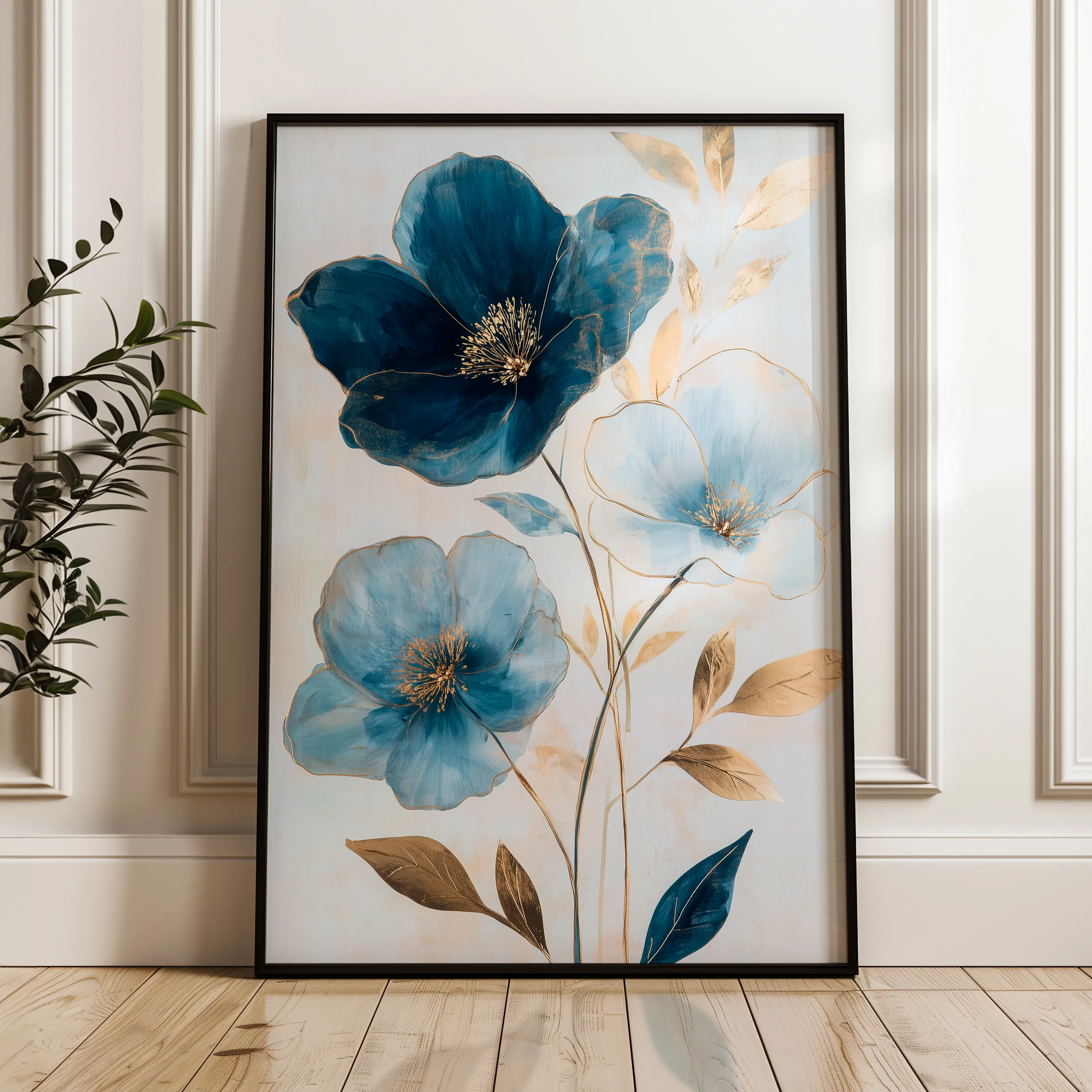 Floral 1409 Canvas Art 60 x 40 cm / Black