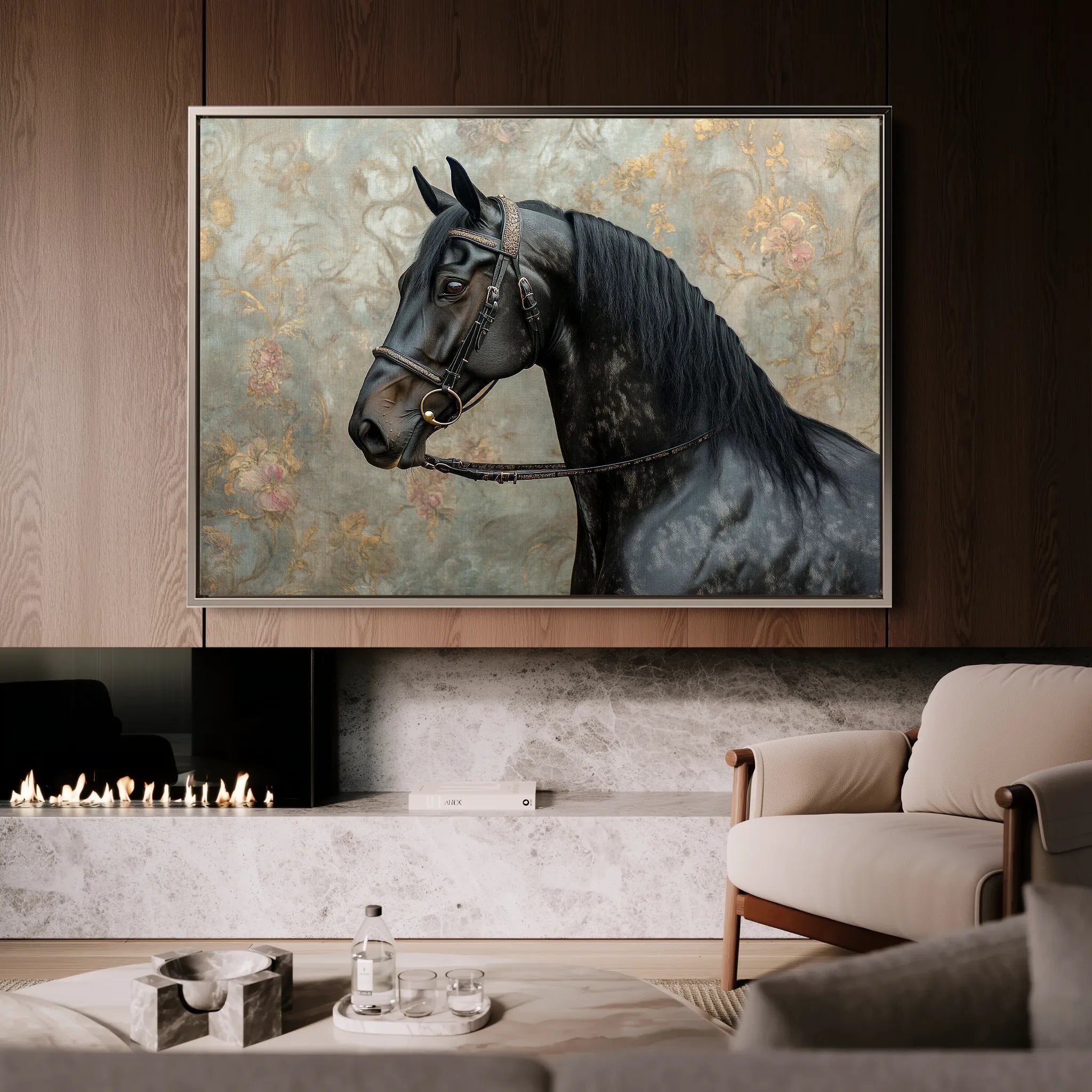 Horses 141 Canvas Art 60 x 40 cm / Black