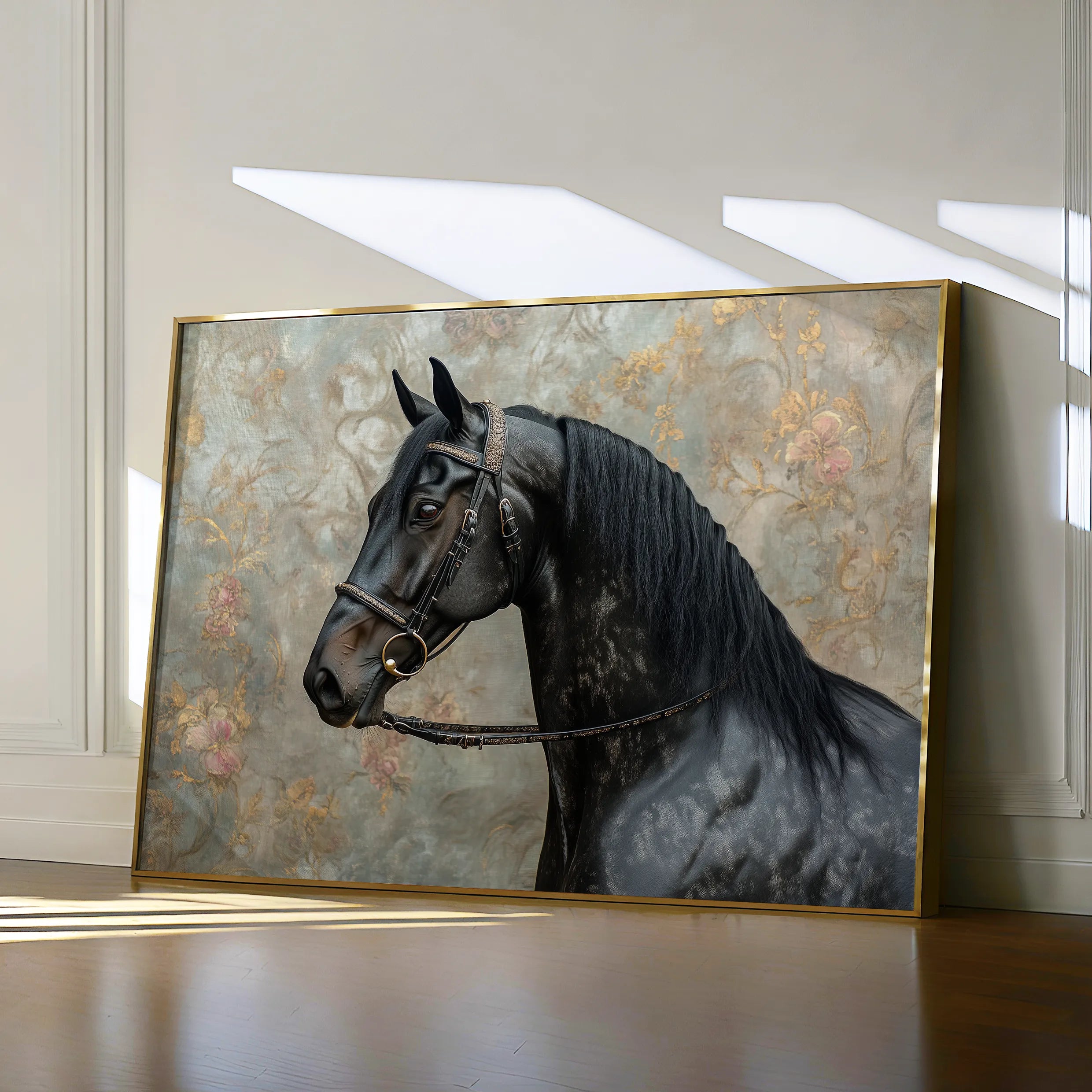 Horses 141 Canvas Art 60 x 40 cm / Black