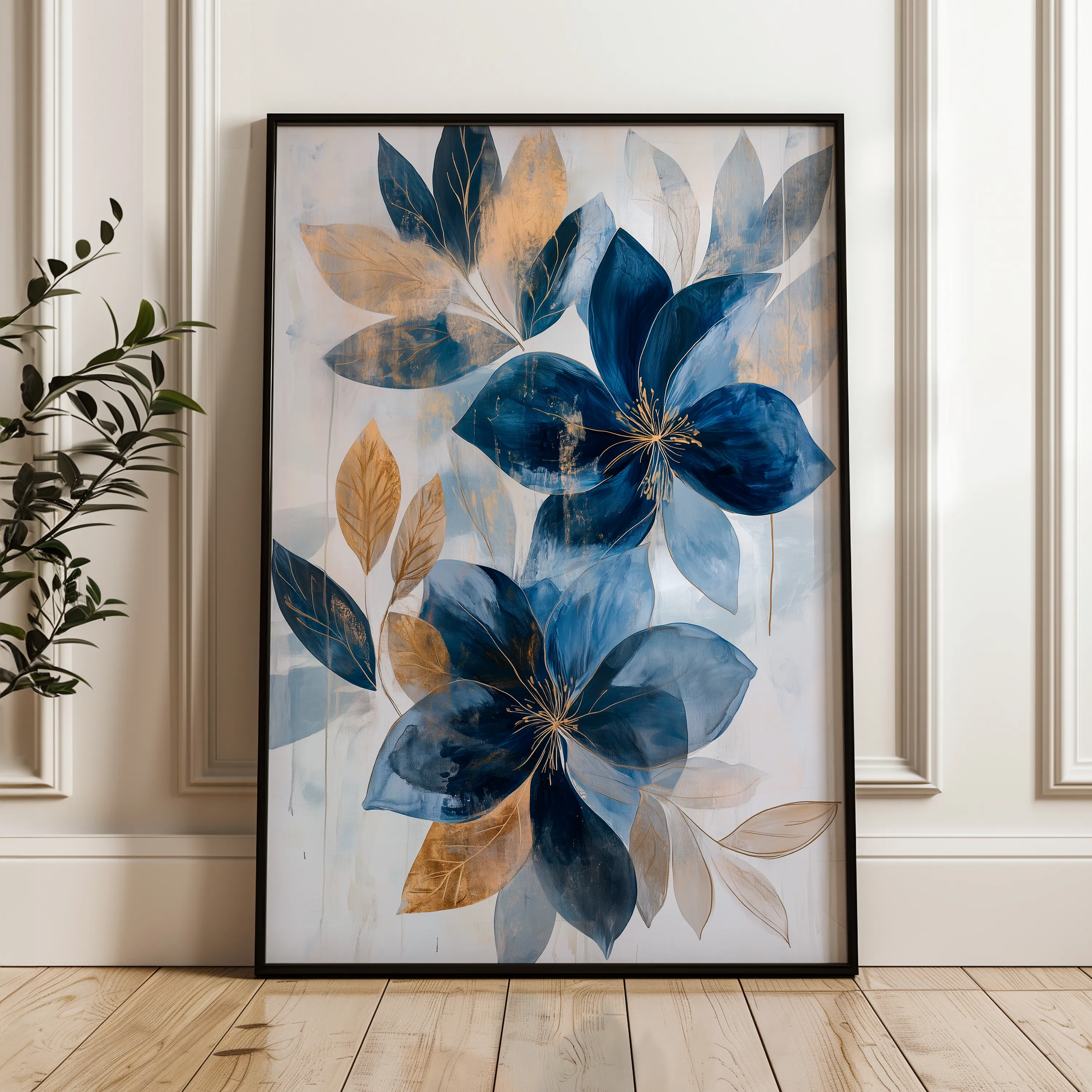 Floral 1410 Canvas Art 60 x 40 cm / Black