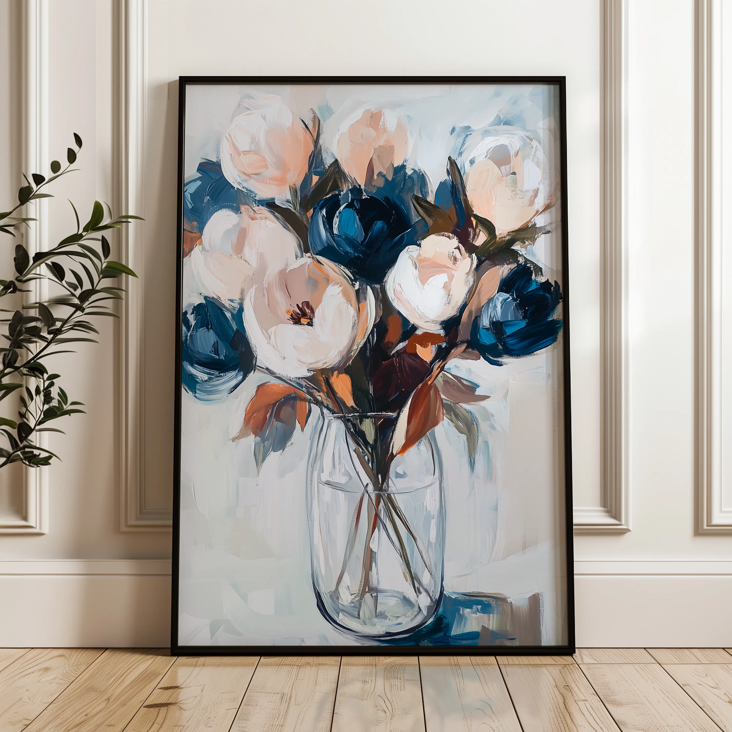 Floral 1411 Canvas Art 60 x 40 cm / Black