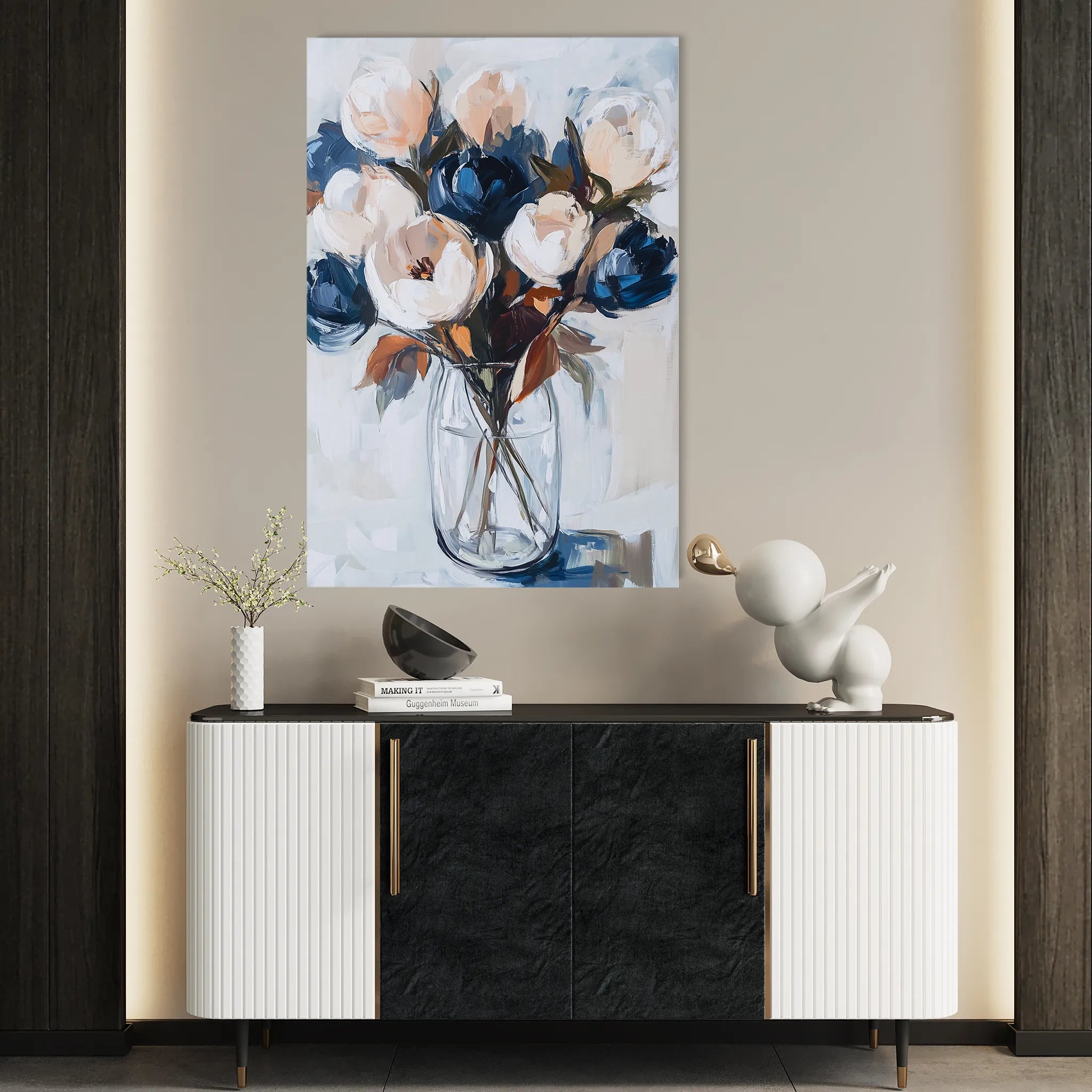Floral 1411 Canvas Art 60 x 40 cm / Black