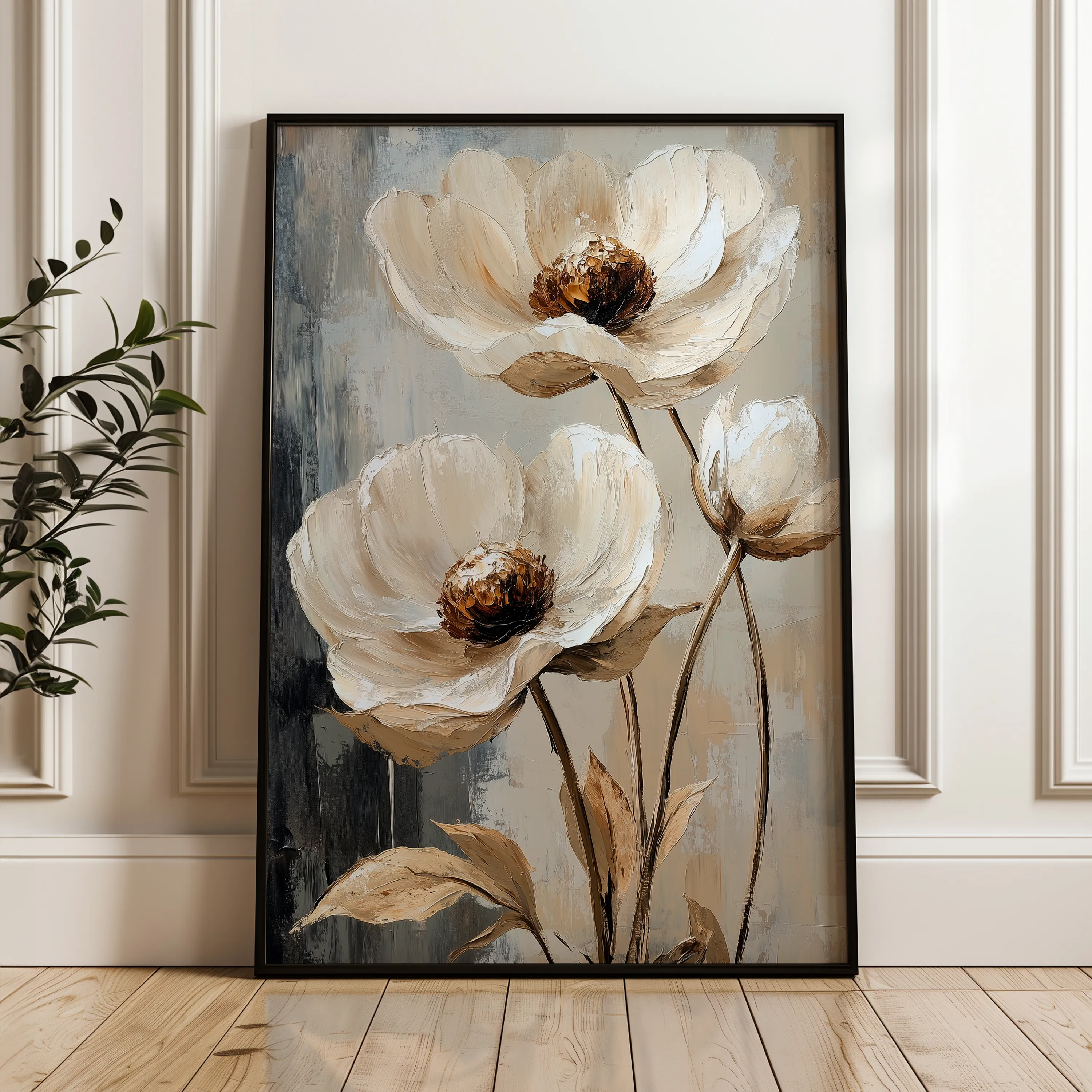 Floral 1412 Canvas Art 60 x 40 cm / Black
