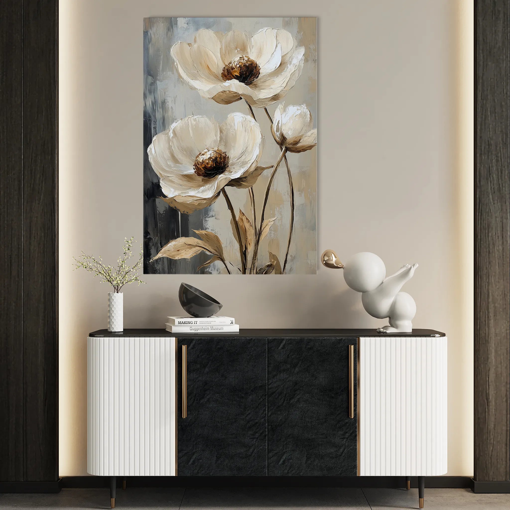 Floral 1412 Canvas Art 60 x 40 cm / Black