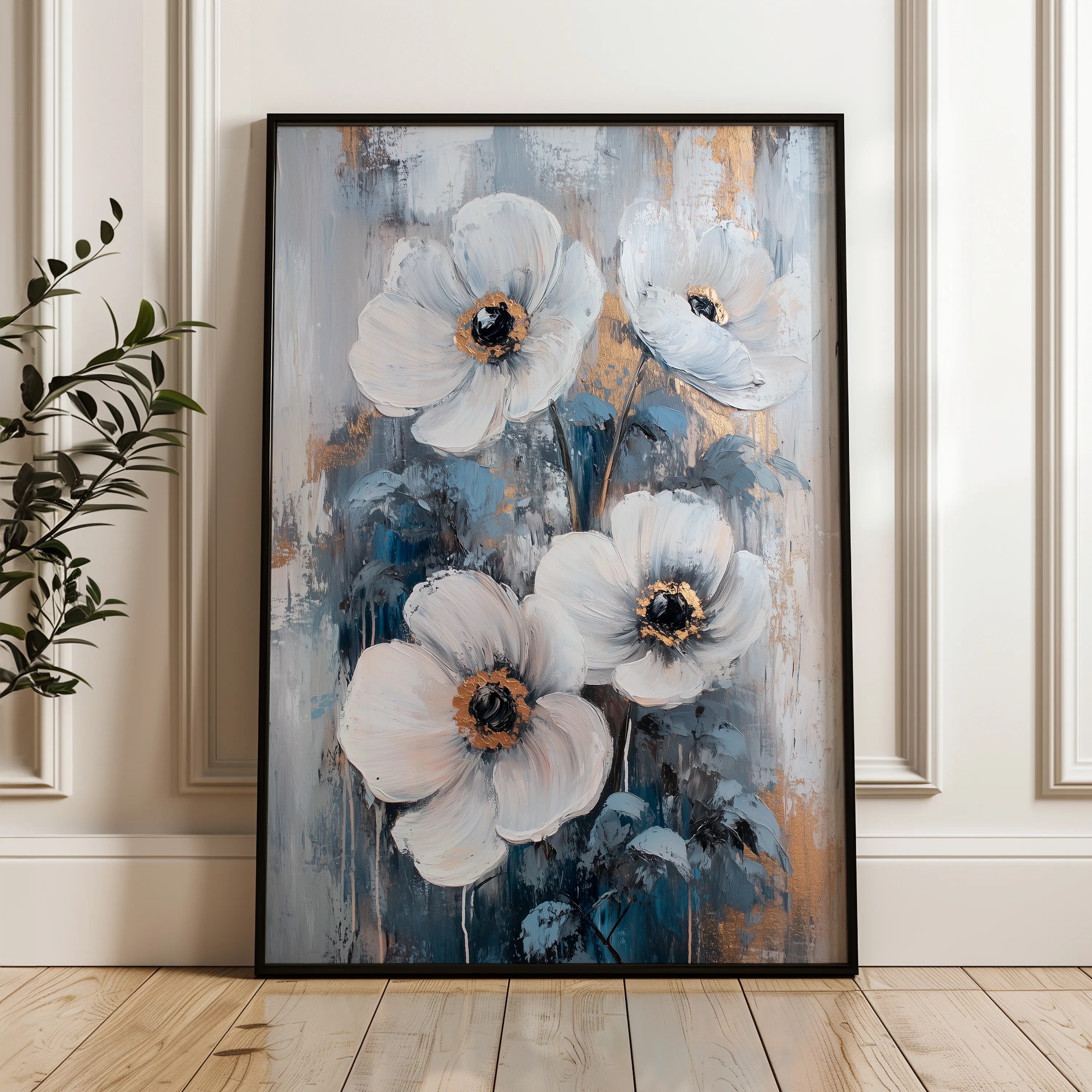 Floral 1414 Canvas Art 60 x 40 cm / Black
