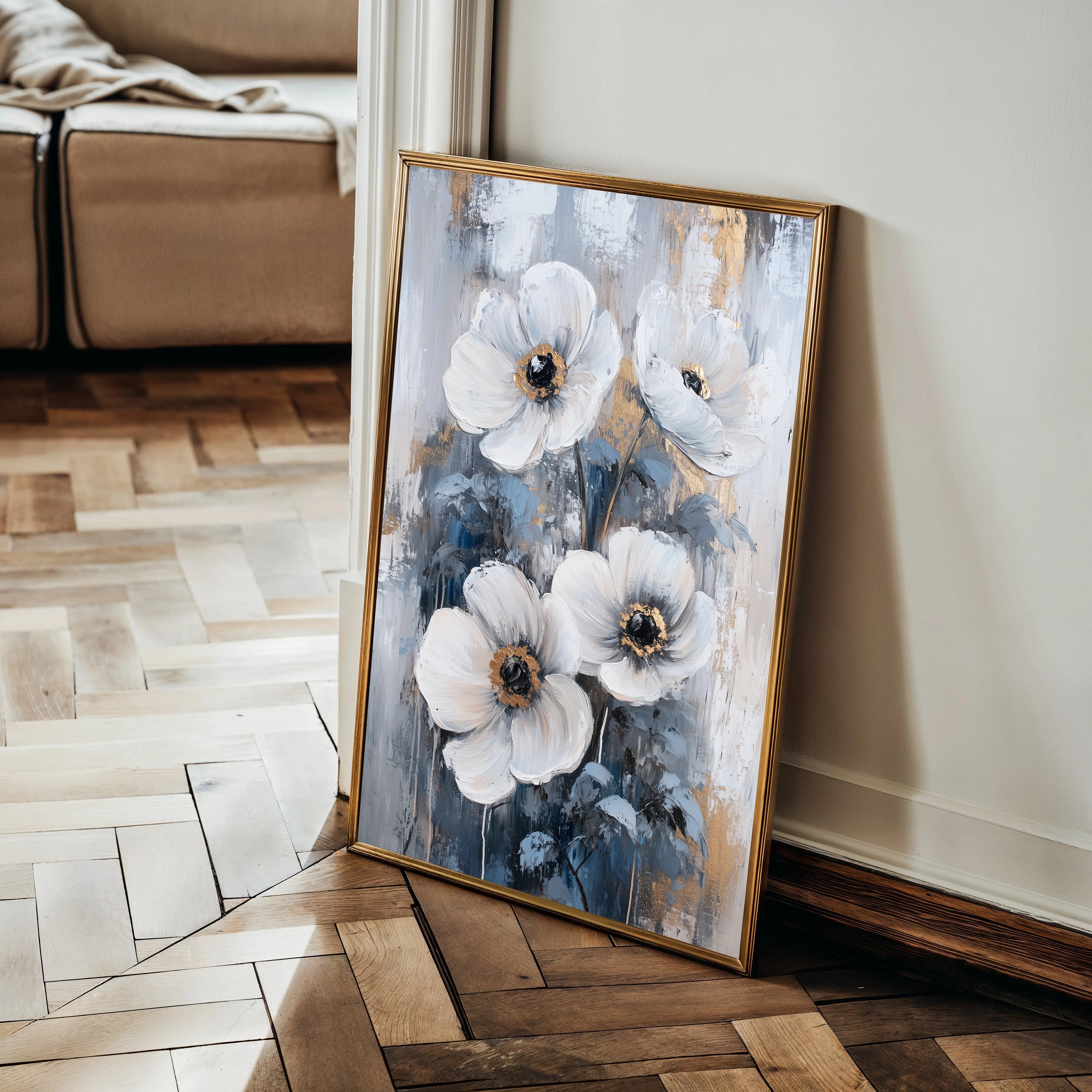 Floral 1414 Canvas Art 60 x 40 cm / Black