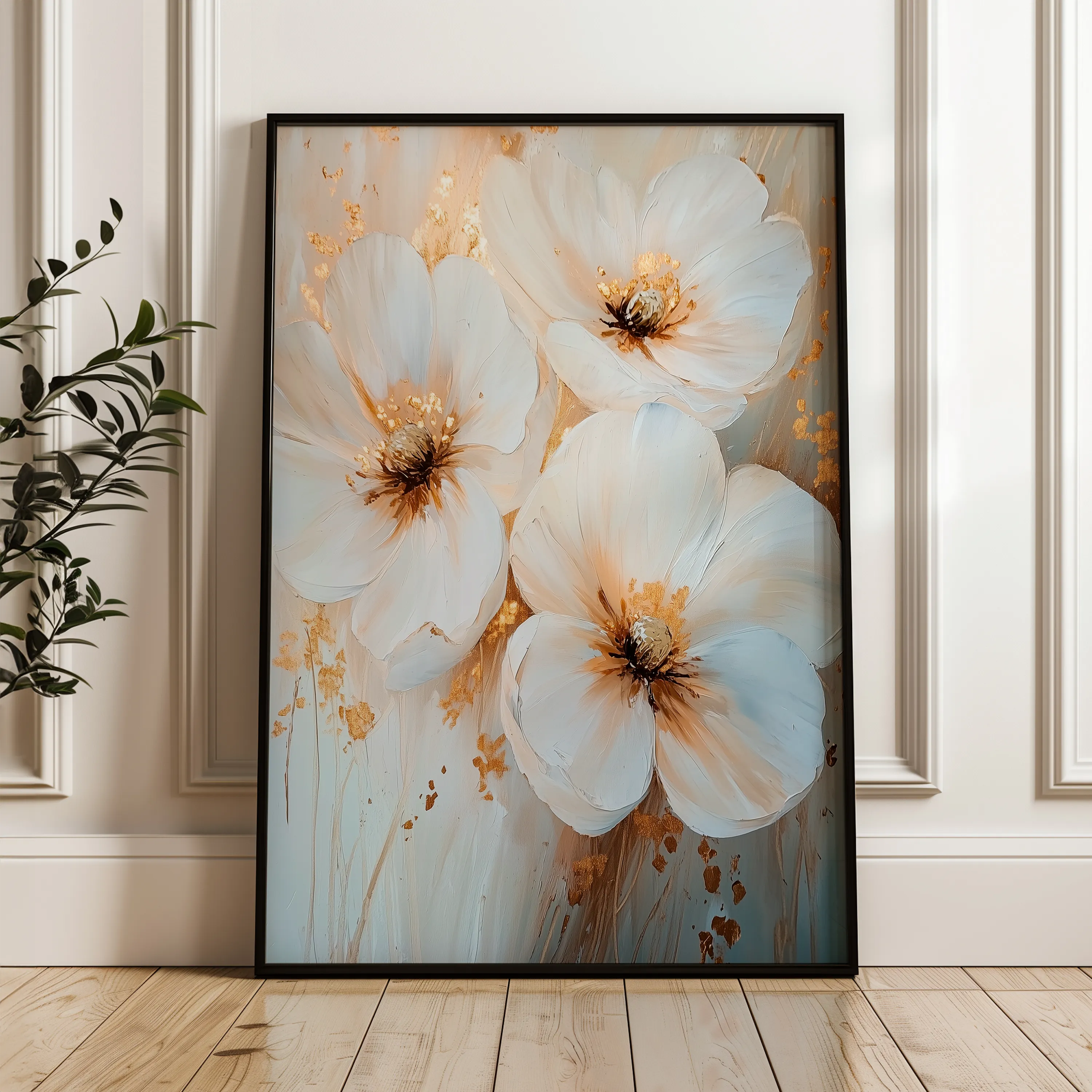 Floral 1417 Canvas Art 60 x 40 cm / Black
