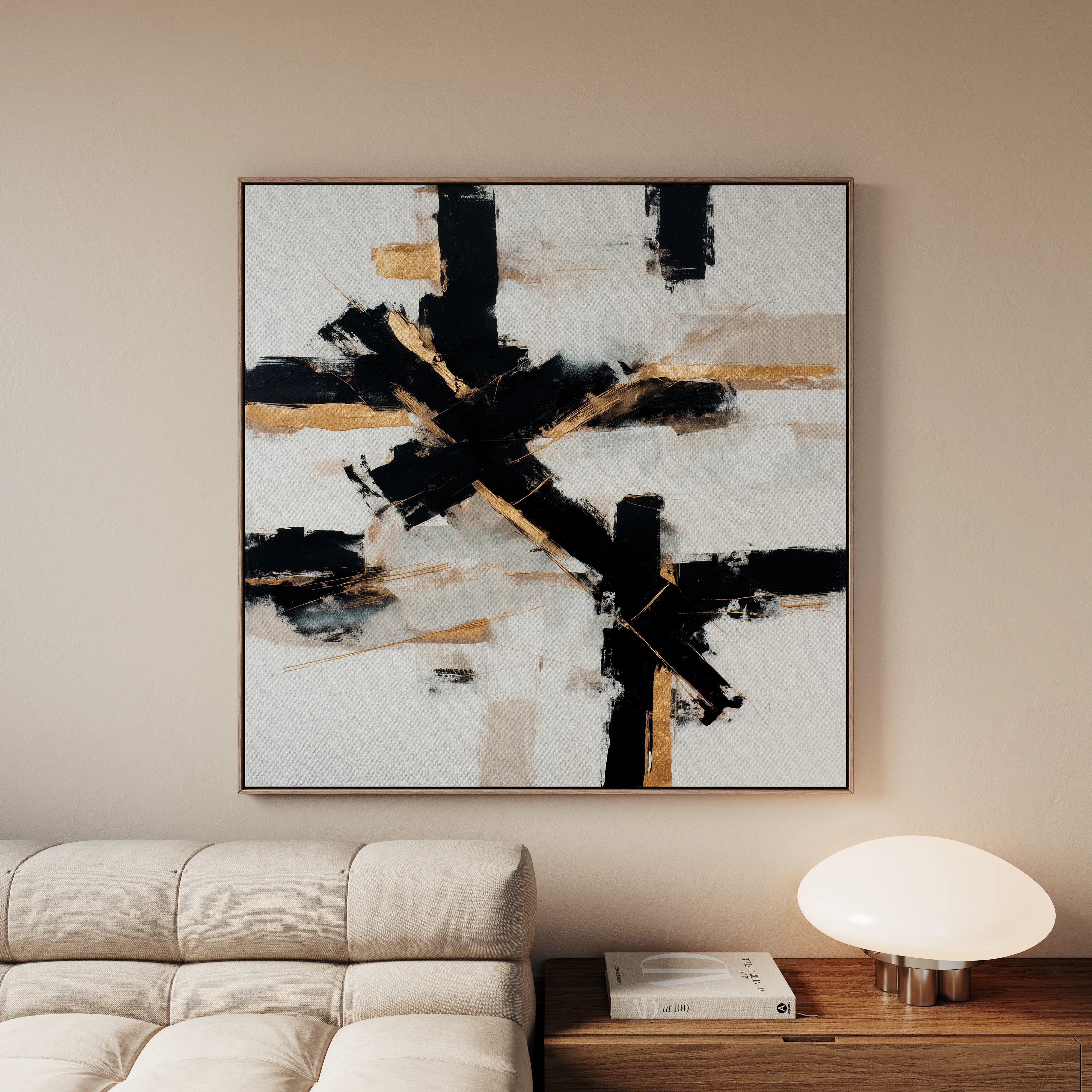 Abstract 1418 Canvas Art 60 x 60 cm / Black