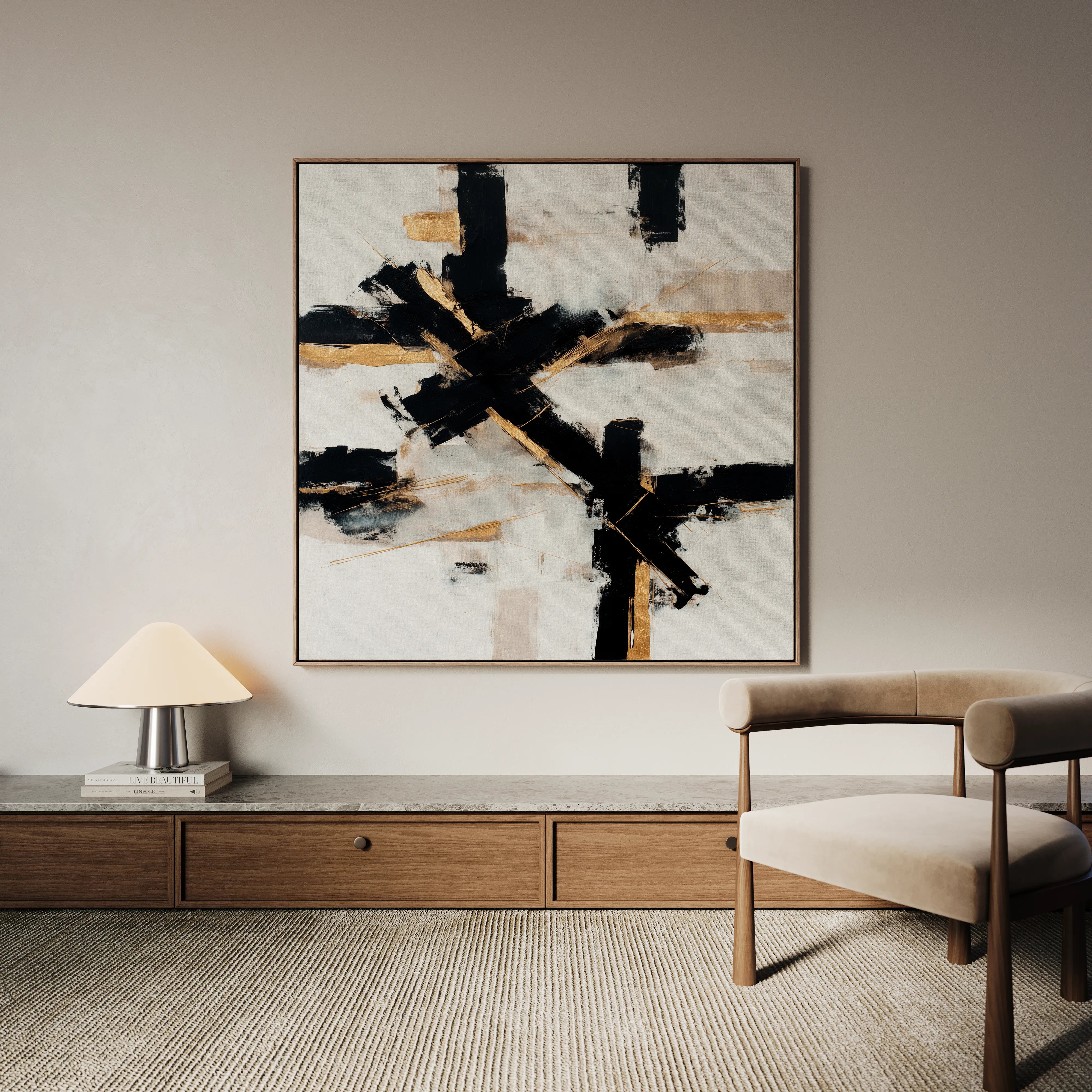 Abstract 1418 Canvas Art 60 x 60 cm / Black