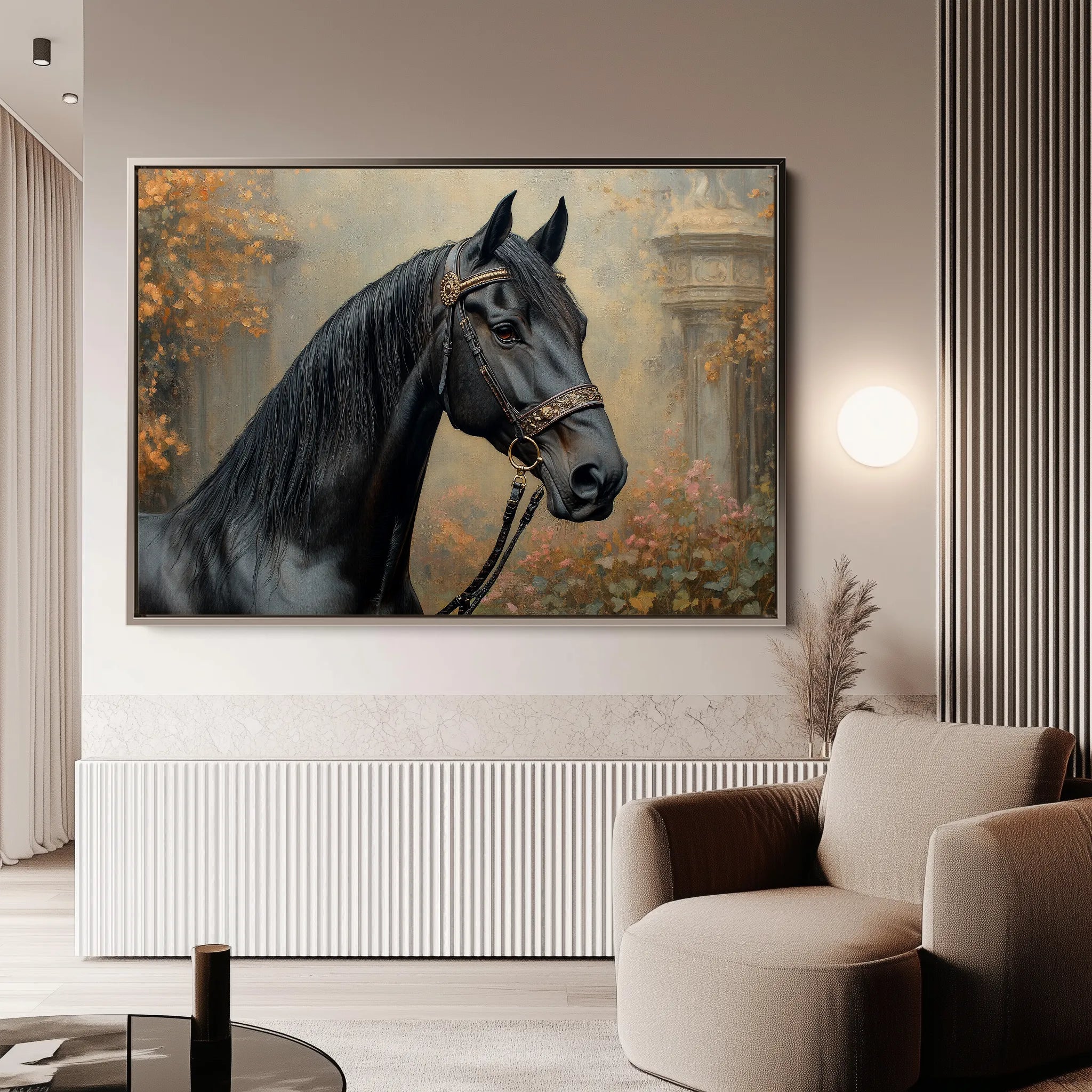Horses 142 Canvas Art 60 x 40 cm / Black