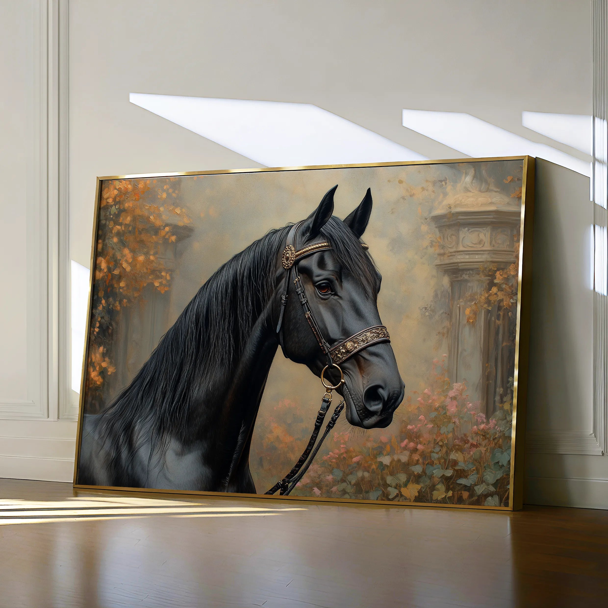 Horses 142 Canvas Art 60 x 40 cm / Black