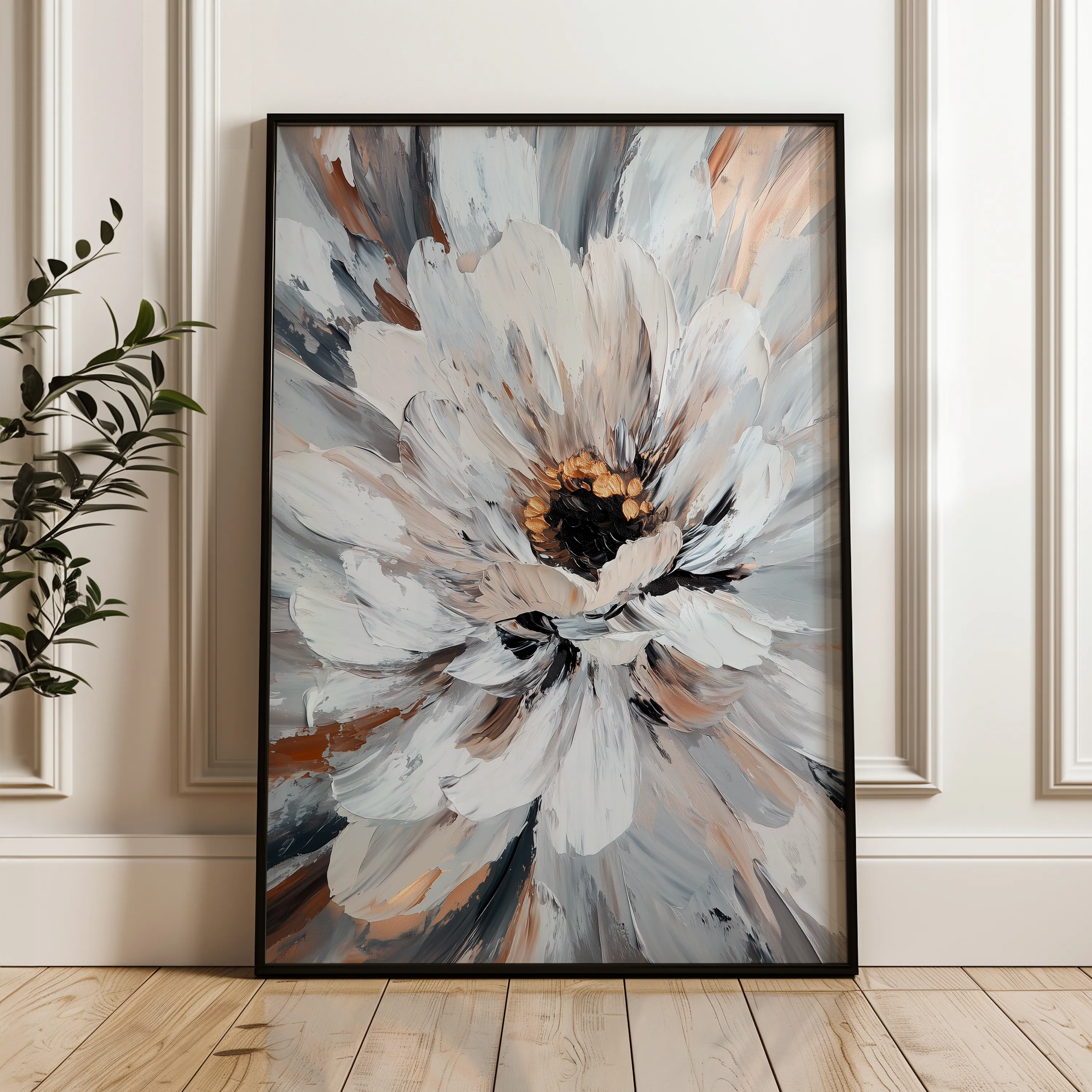 Floral 1420 Canvas Art 60 x 40 cm / Black