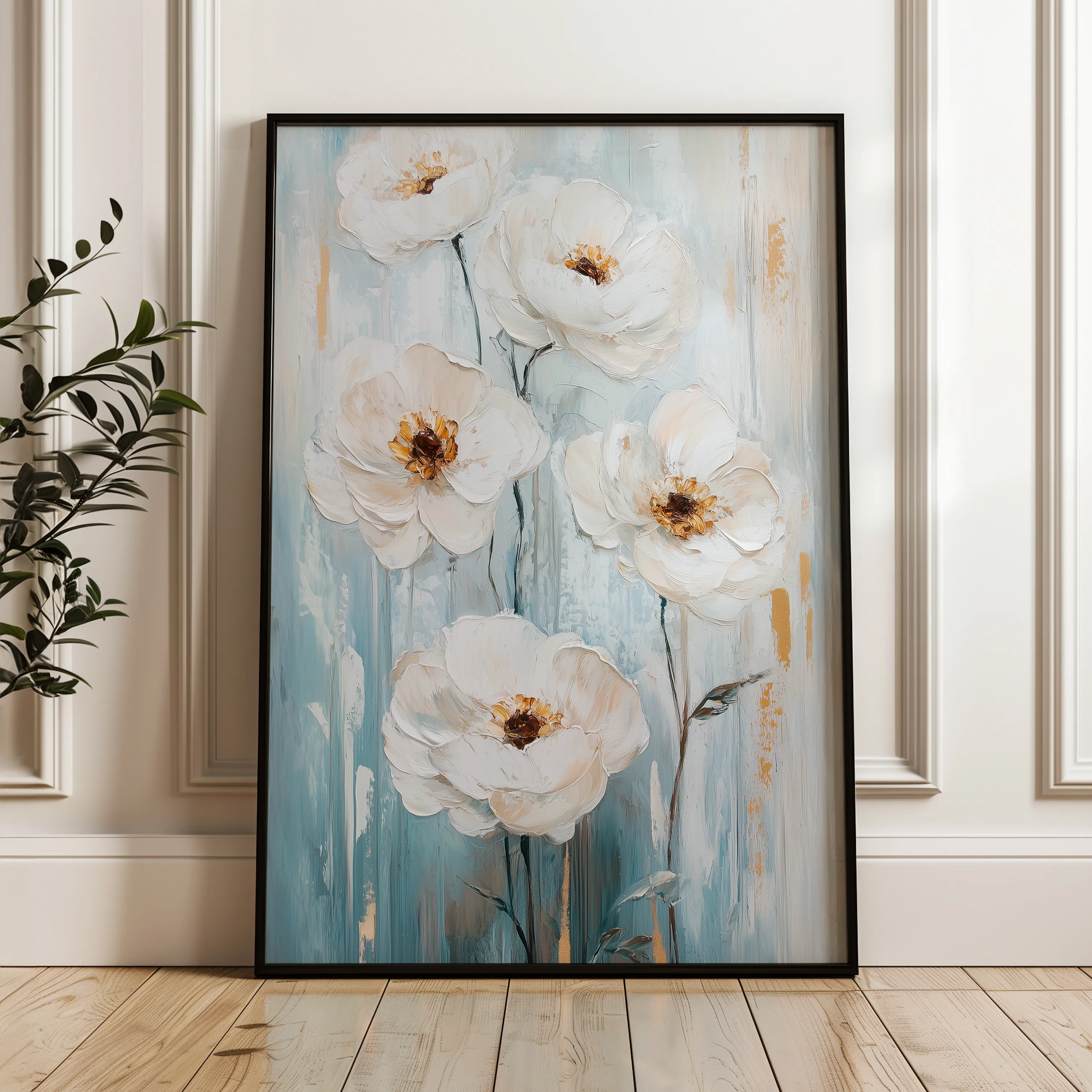 Floral 1421 Canvas Art 60 x 40 cm / Black