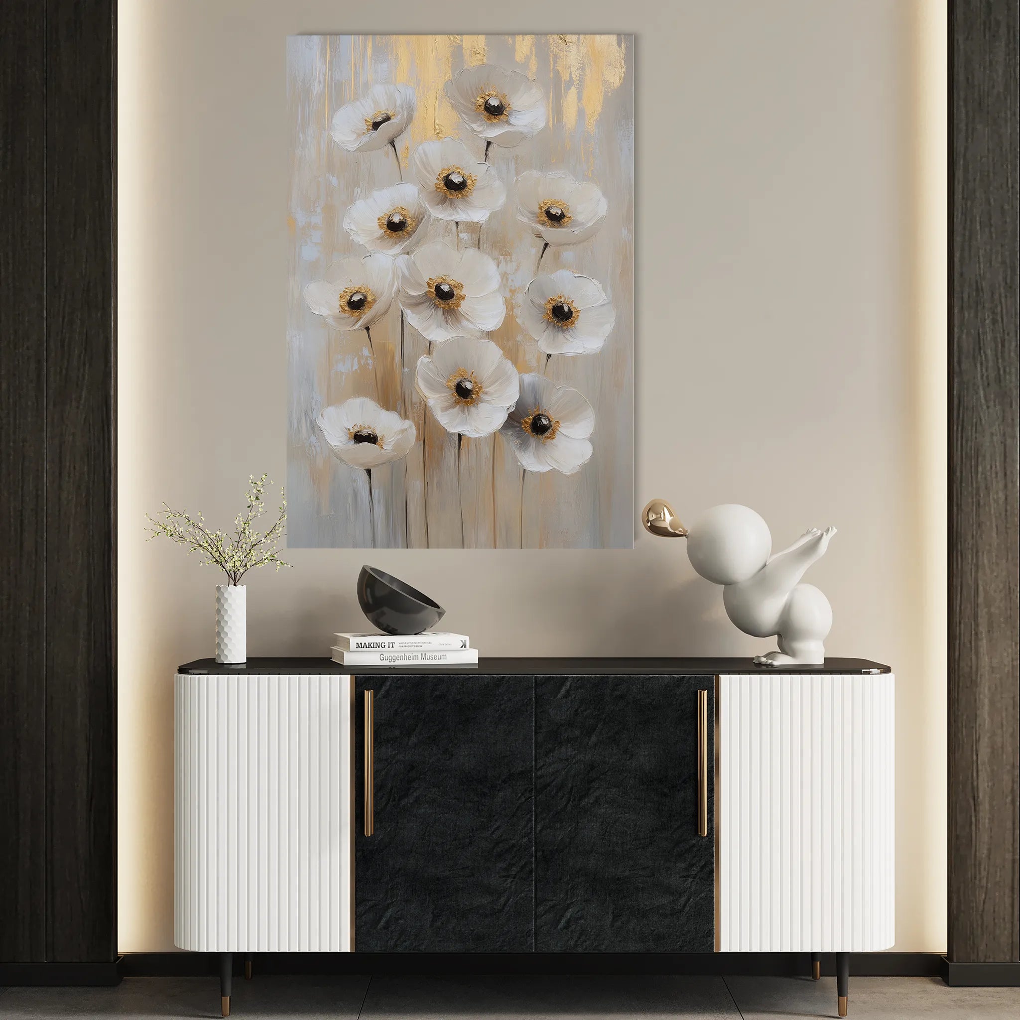 Floral 1423 Canvas Art 60 x 40 cm / Black