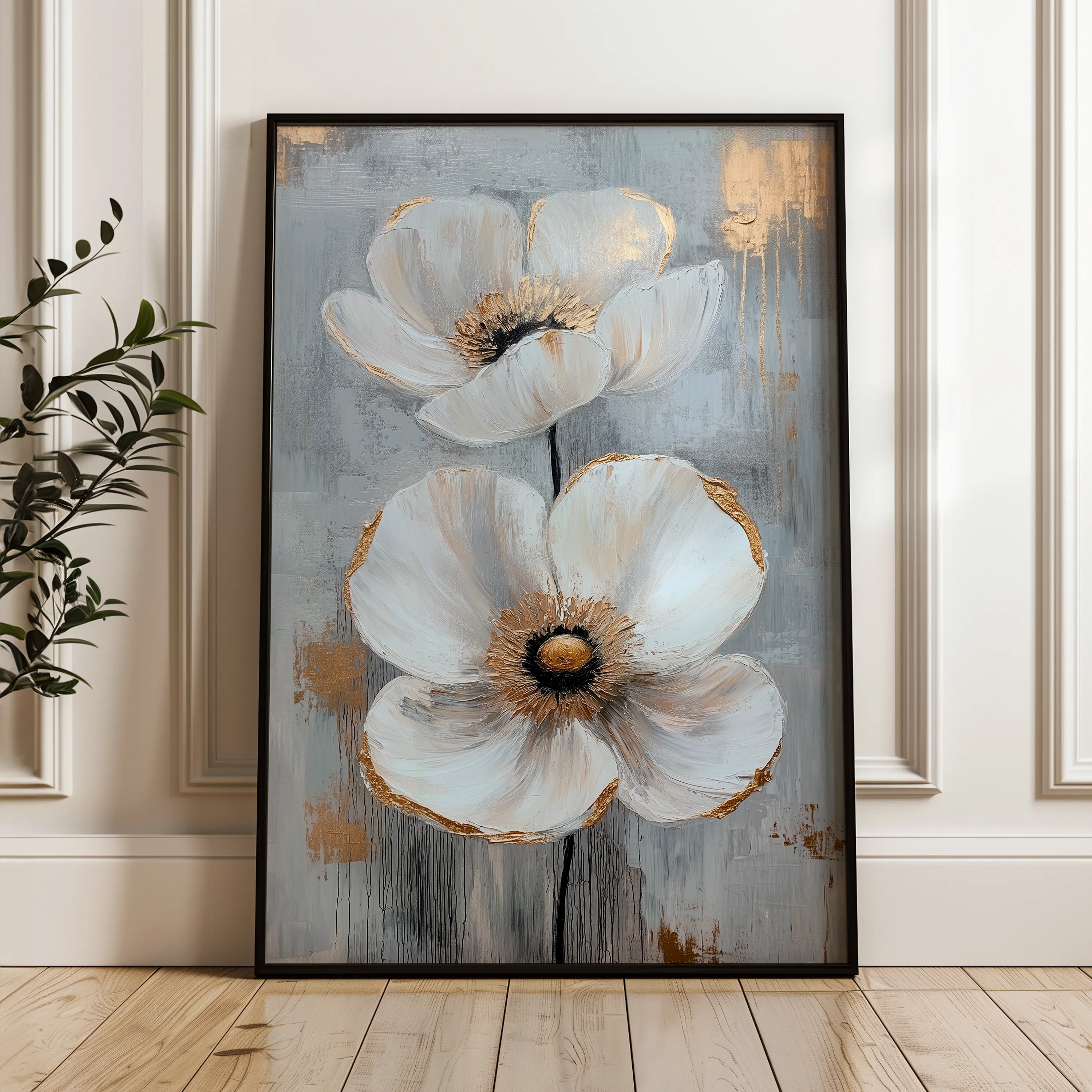 Floral 1425 Canvas Art 60 x 40 cm / Black