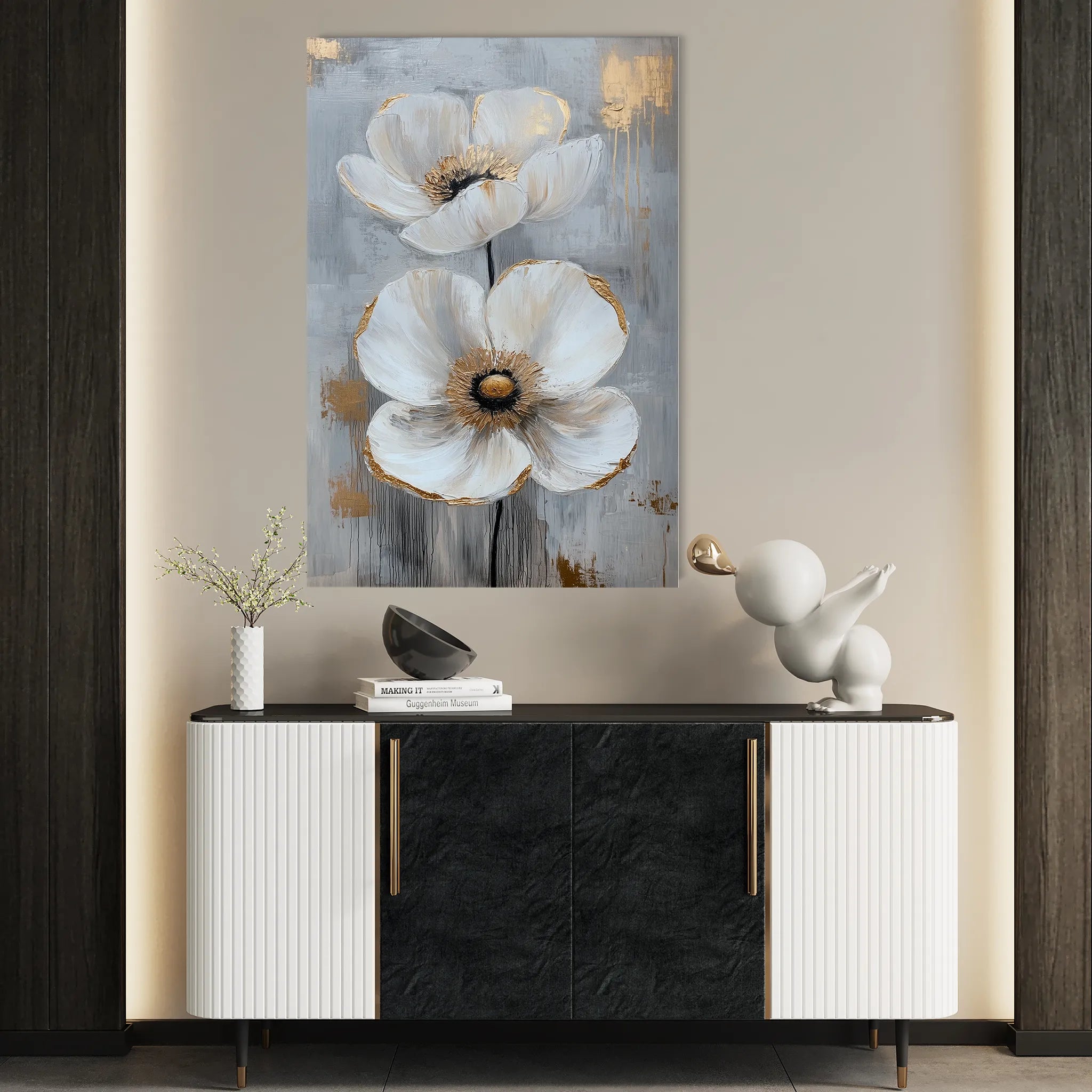 Floral 1425 Canvas Art 60 x 40 cm / Black