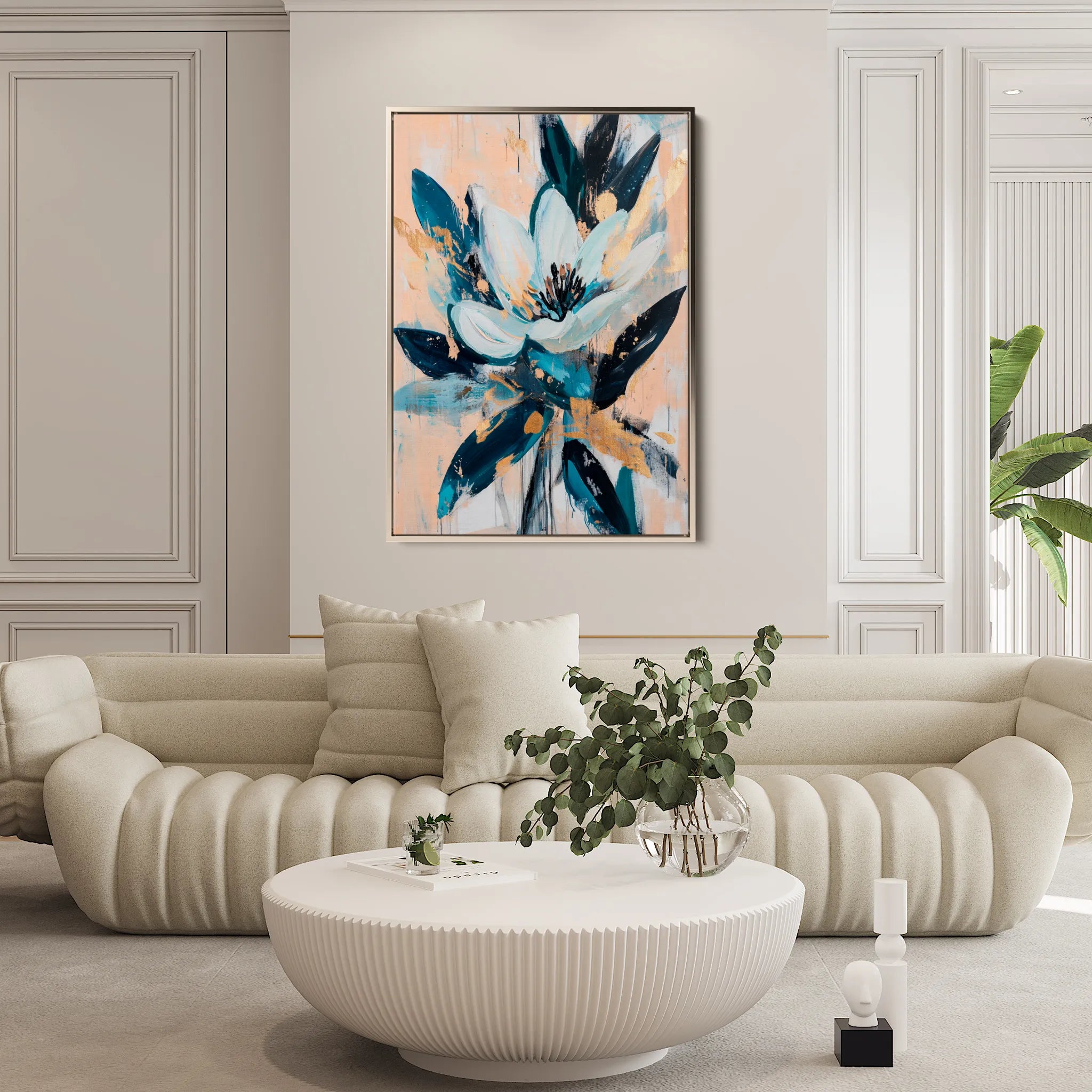 Floral 1428 Canvas Art 60 x 40 cm / Black