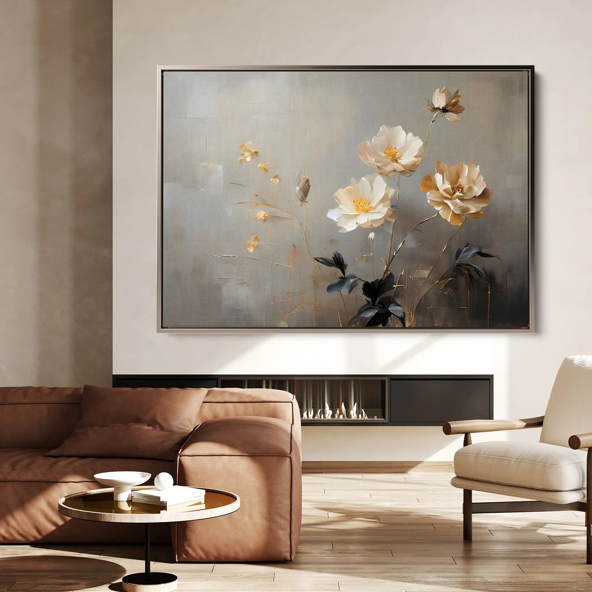 Floral 143 Canvas Art 60 x 40 cm / Black