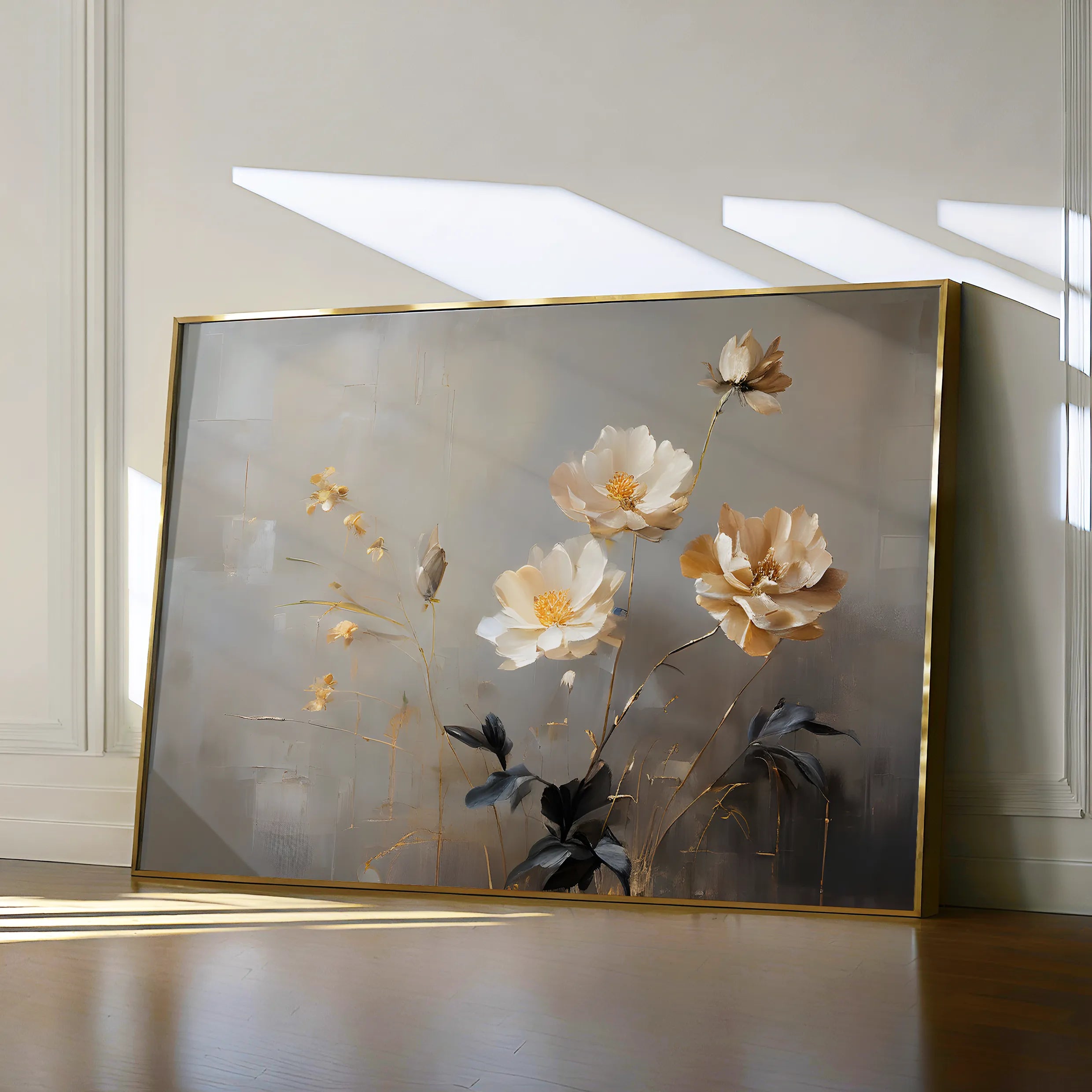 Floral 143 Canvas Art 60 x 40 cm / Black