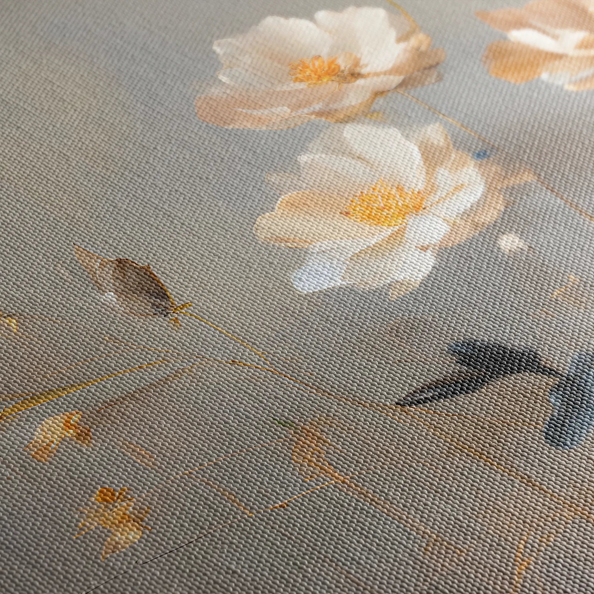 Floral 143 Canvas Art 60 x 40 cm / Black