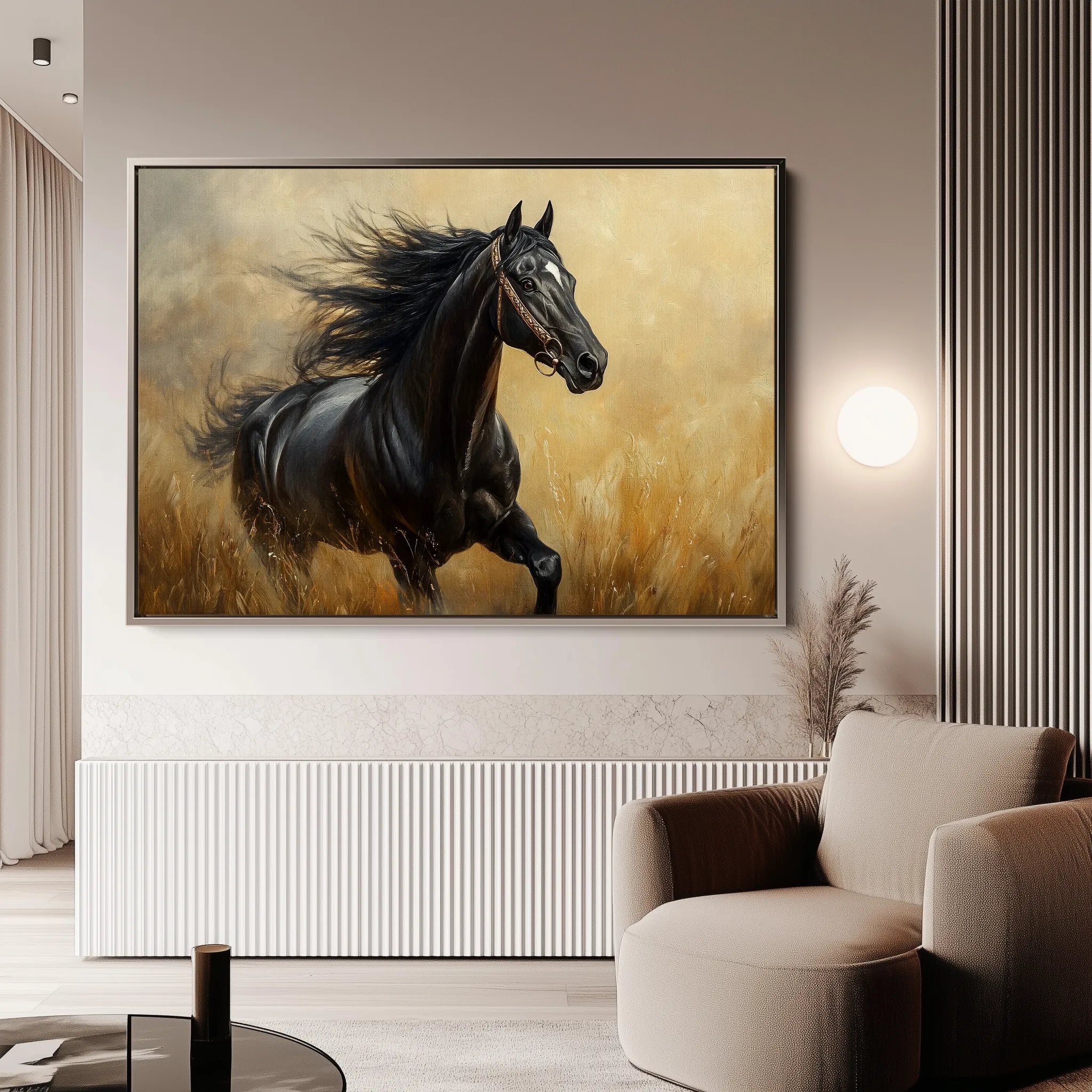 Horses 143 Canvas Art 60 x 40 cm / Black