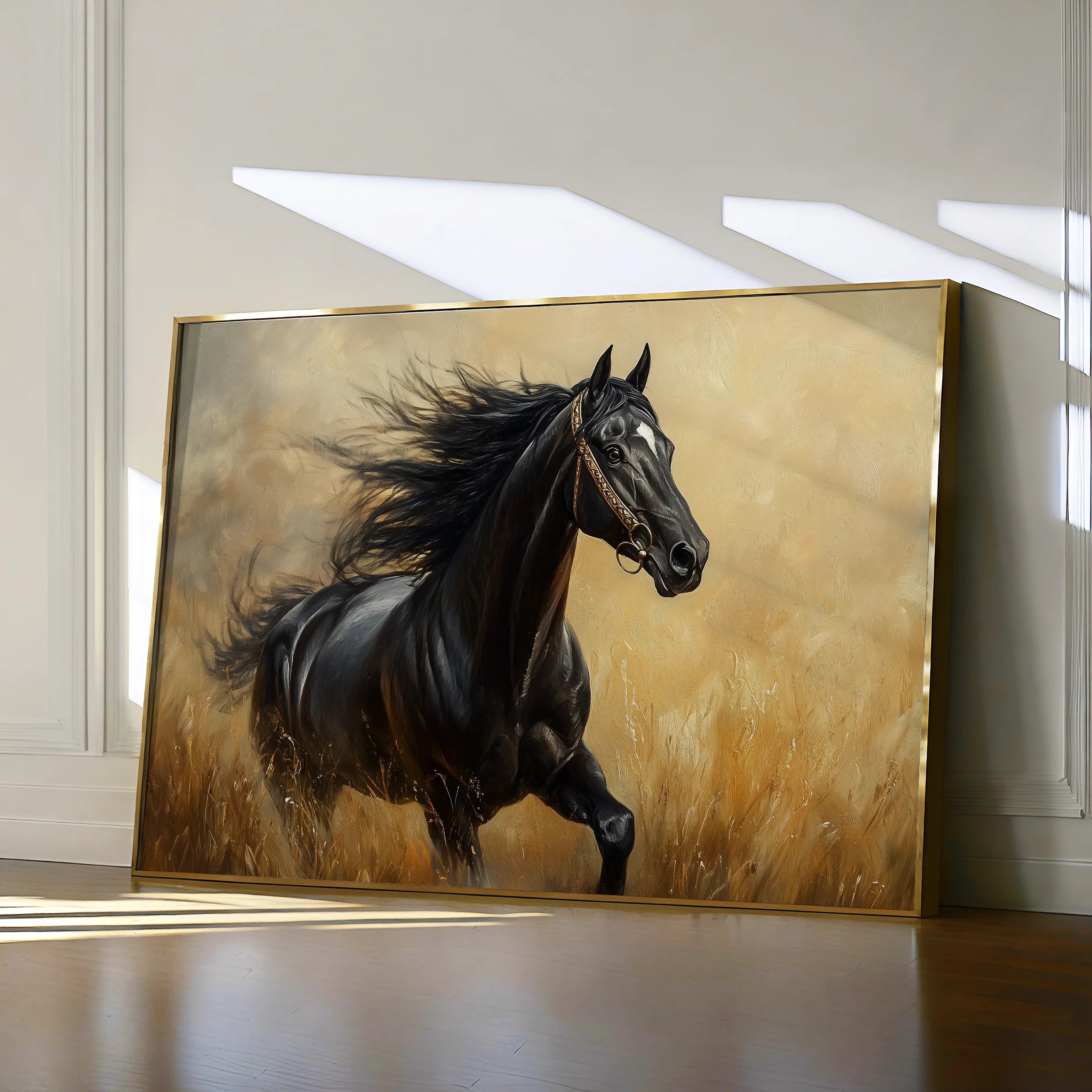 Horses 143 Canvas Art 60 x 40 cm / Black