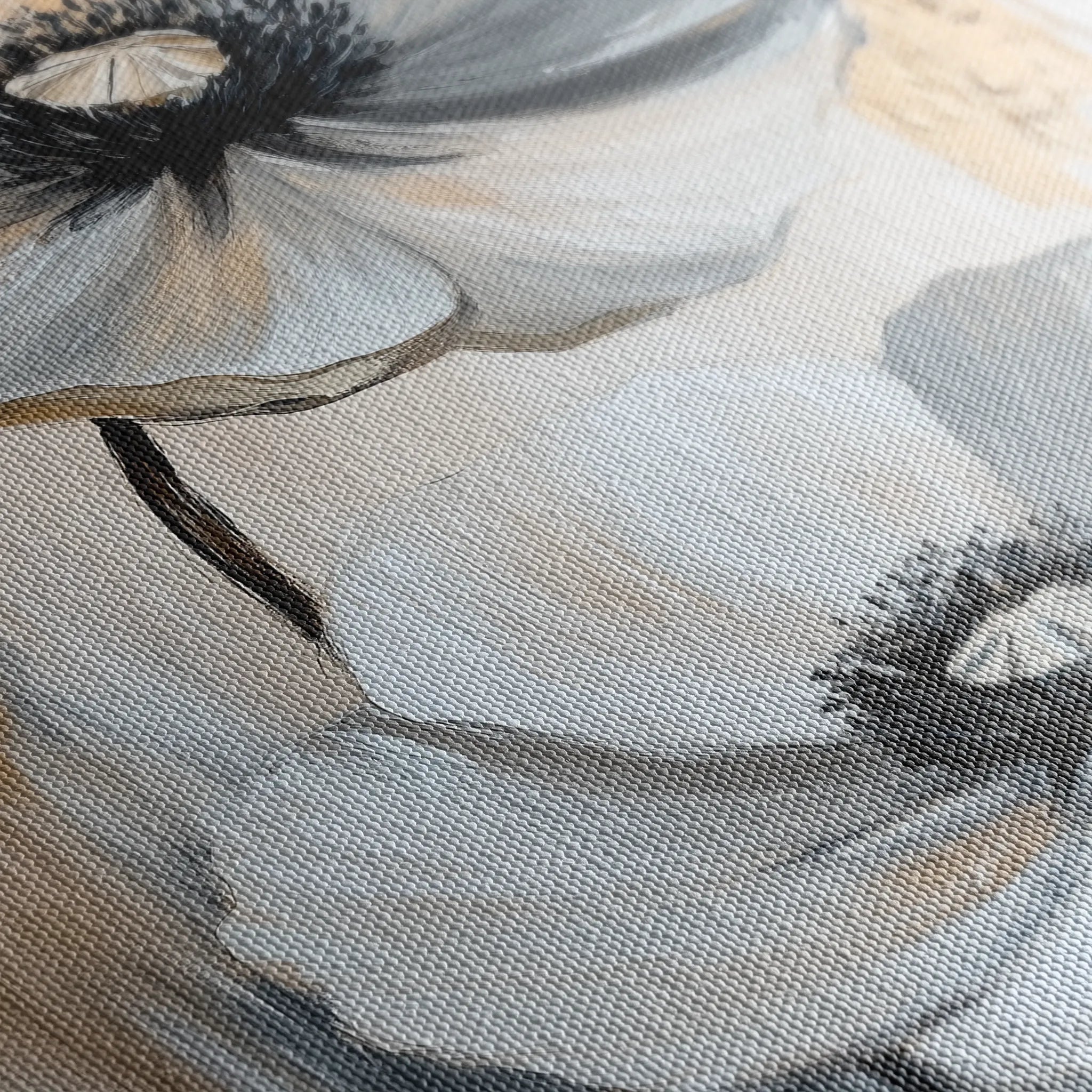 Floral 1432 Canvas Art 60 x 40 cm / Black