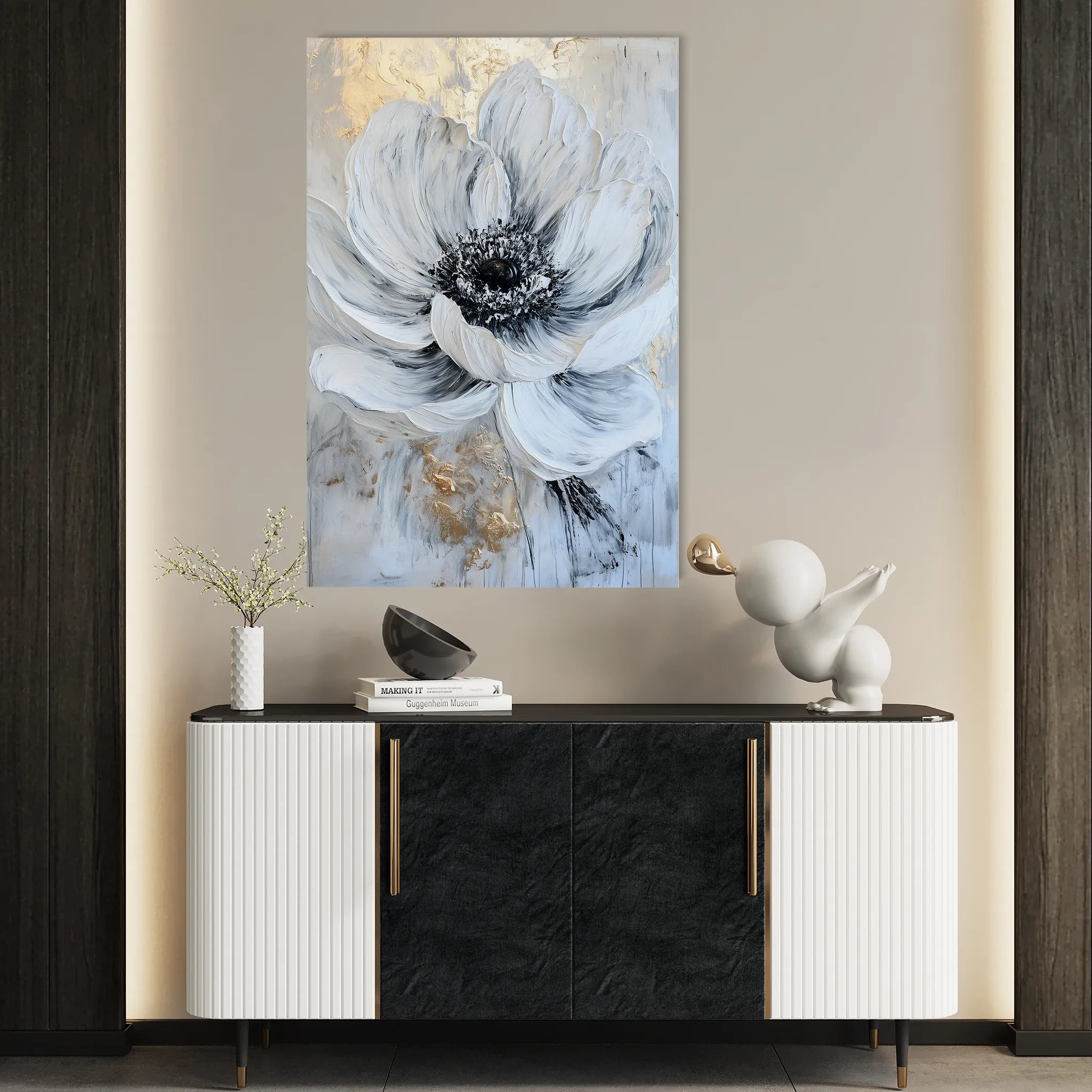 Floral 1436 Canvas Art 60 x 40 cm / Black