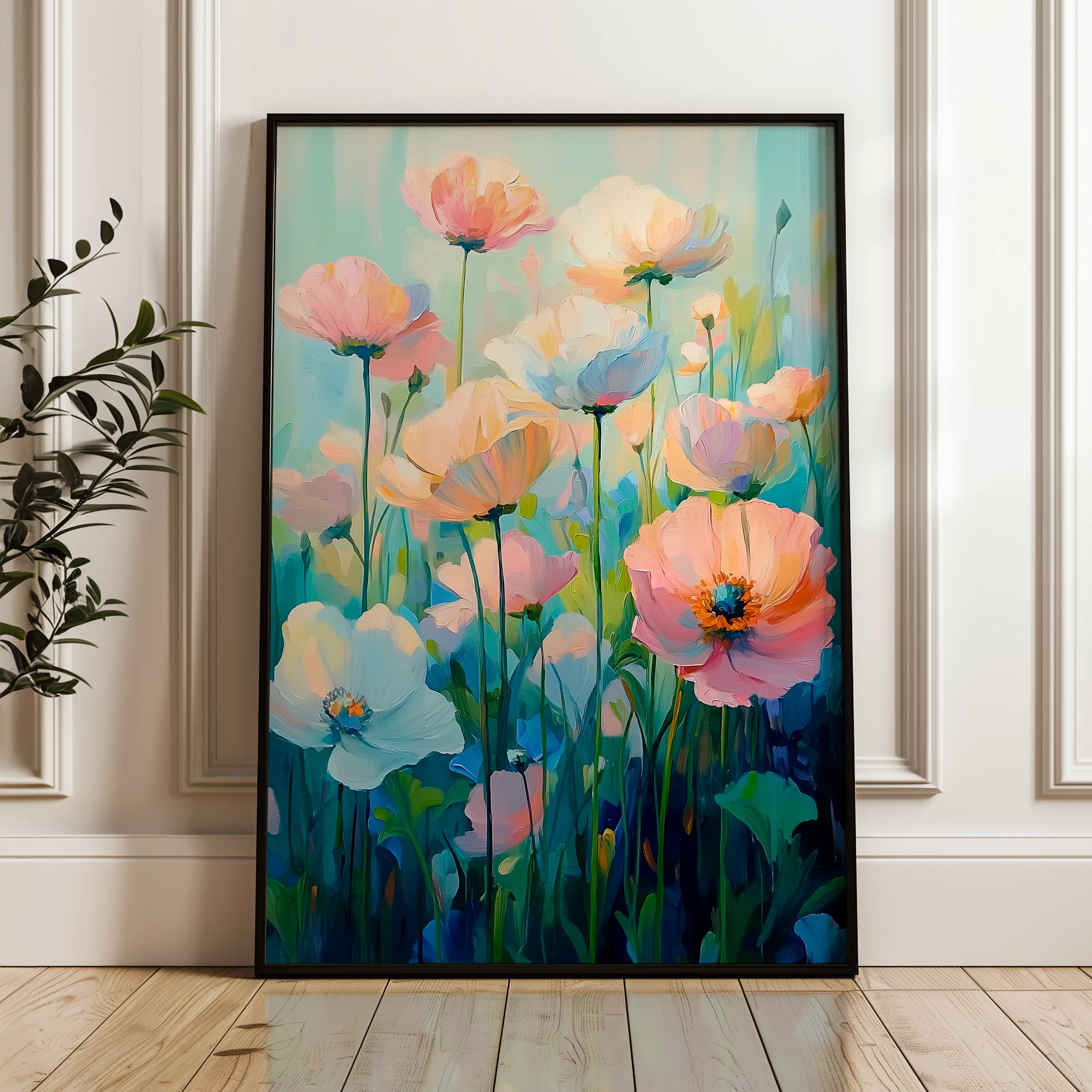 Floral 1438 Canvas Art 60 x 40 cm / Black