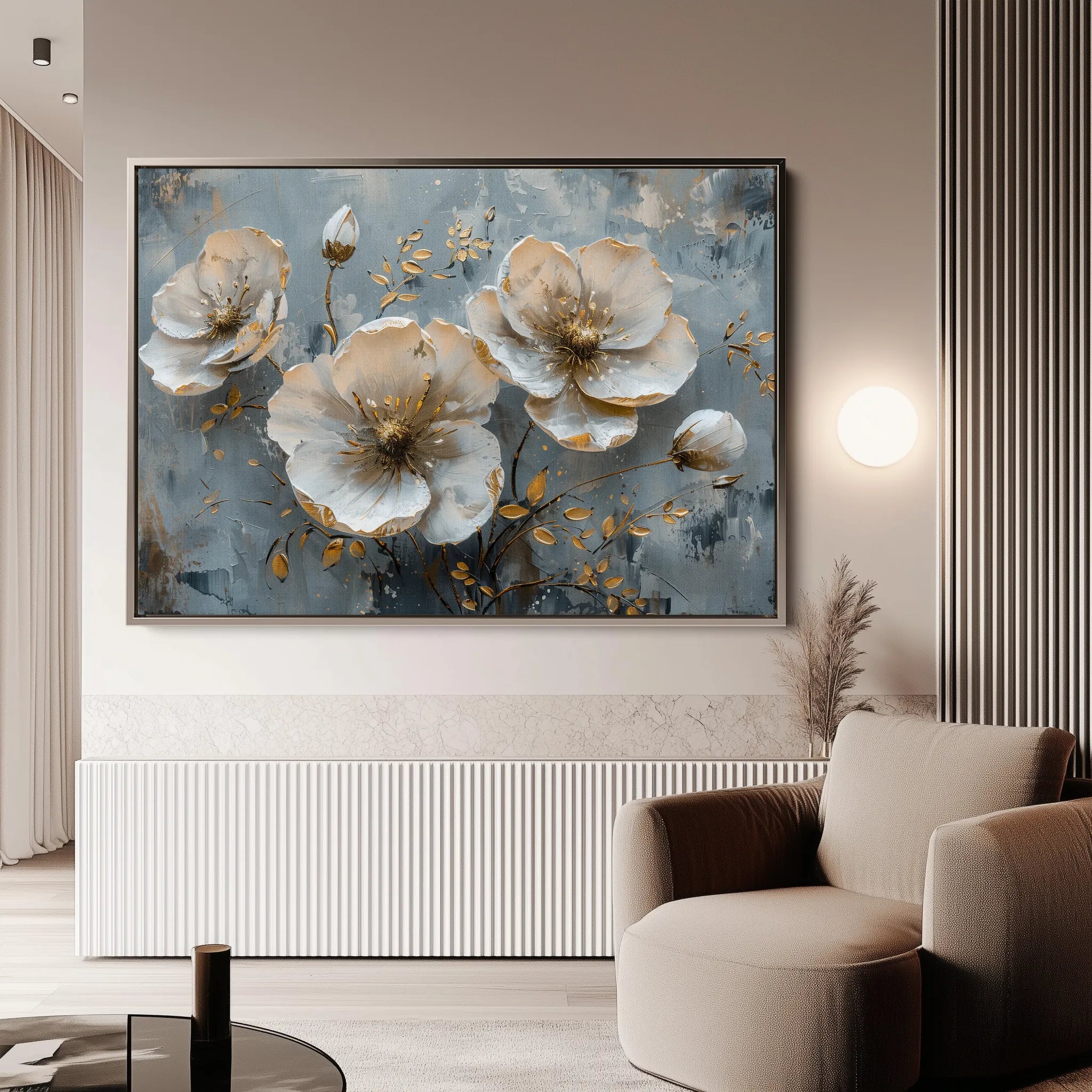 Floral 144 Canvas Art 60 x 40 cm / Black