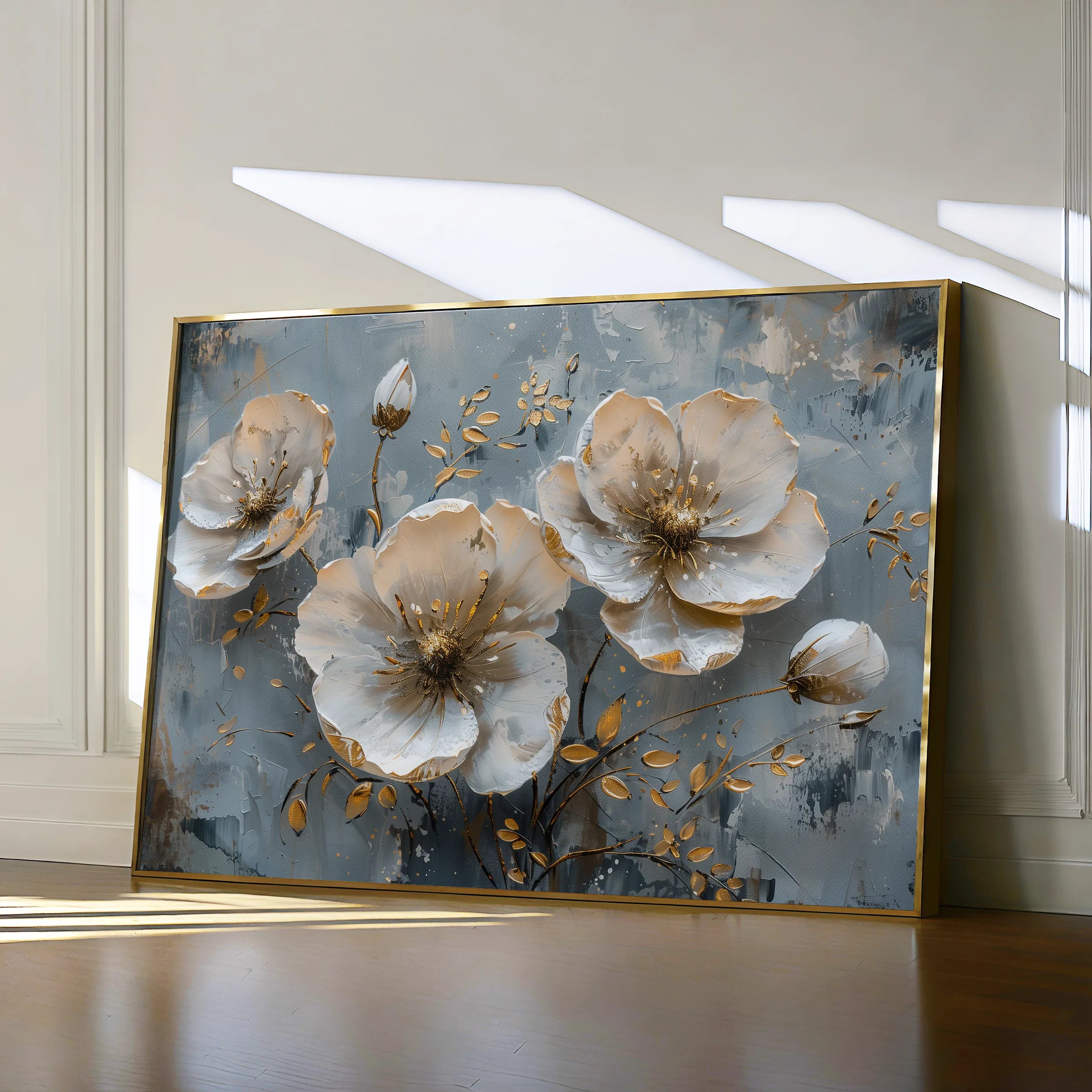 Floral 144 Canvas Art 60 x 40 cm / Black