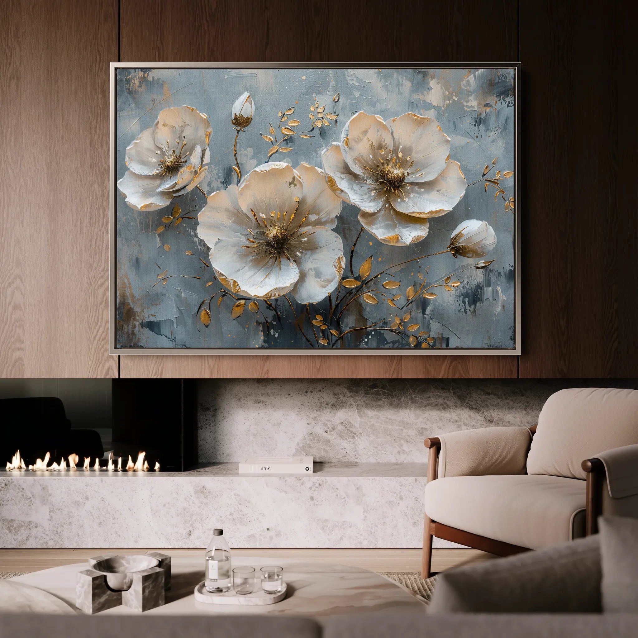 Floral 144 Canvas Art 60 x 40 cm / Black