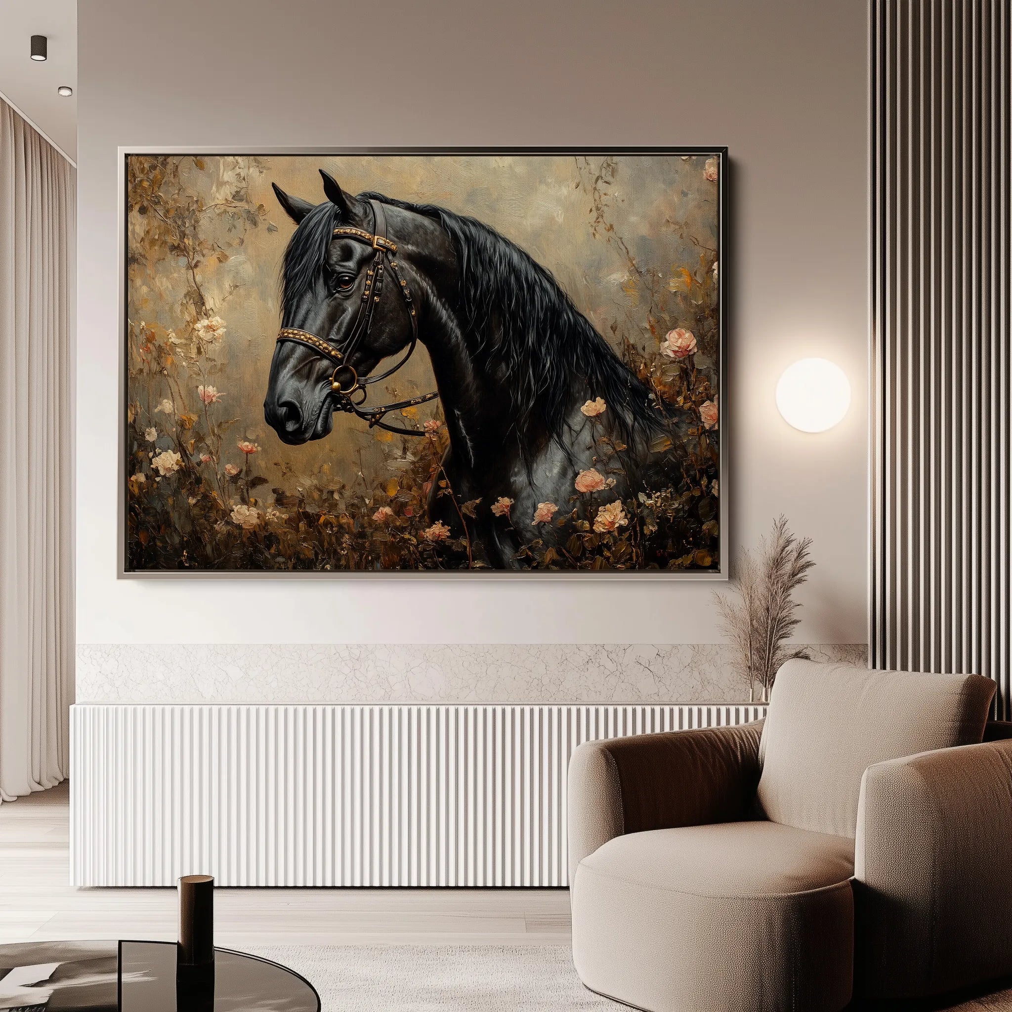 Horses 144 Canvas Art 60 x 40 cm / Black