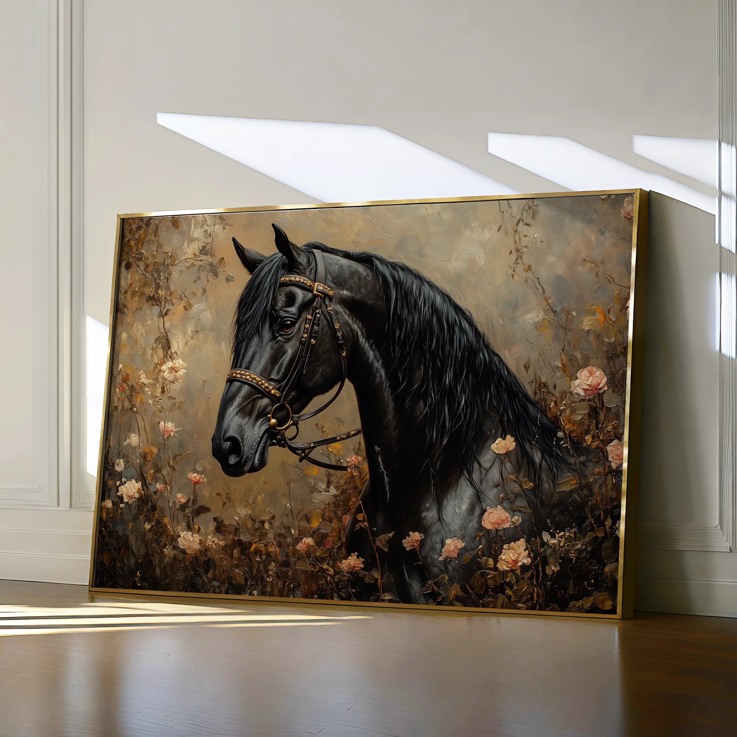 Horses 144 Canvas Art 60 x 40 cm / Black
