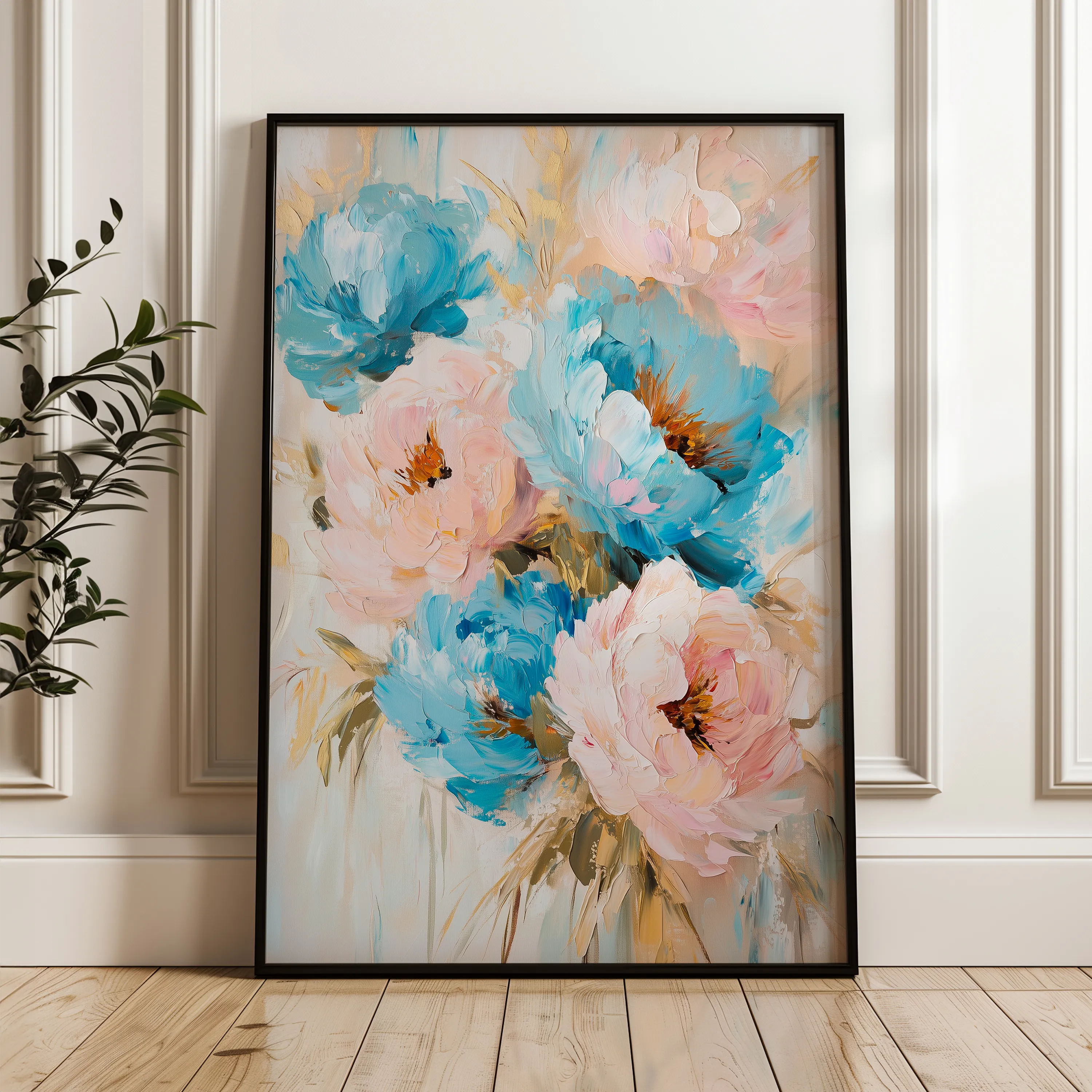 Floral 1442 Canvas Art 60 x 40 cm / Black