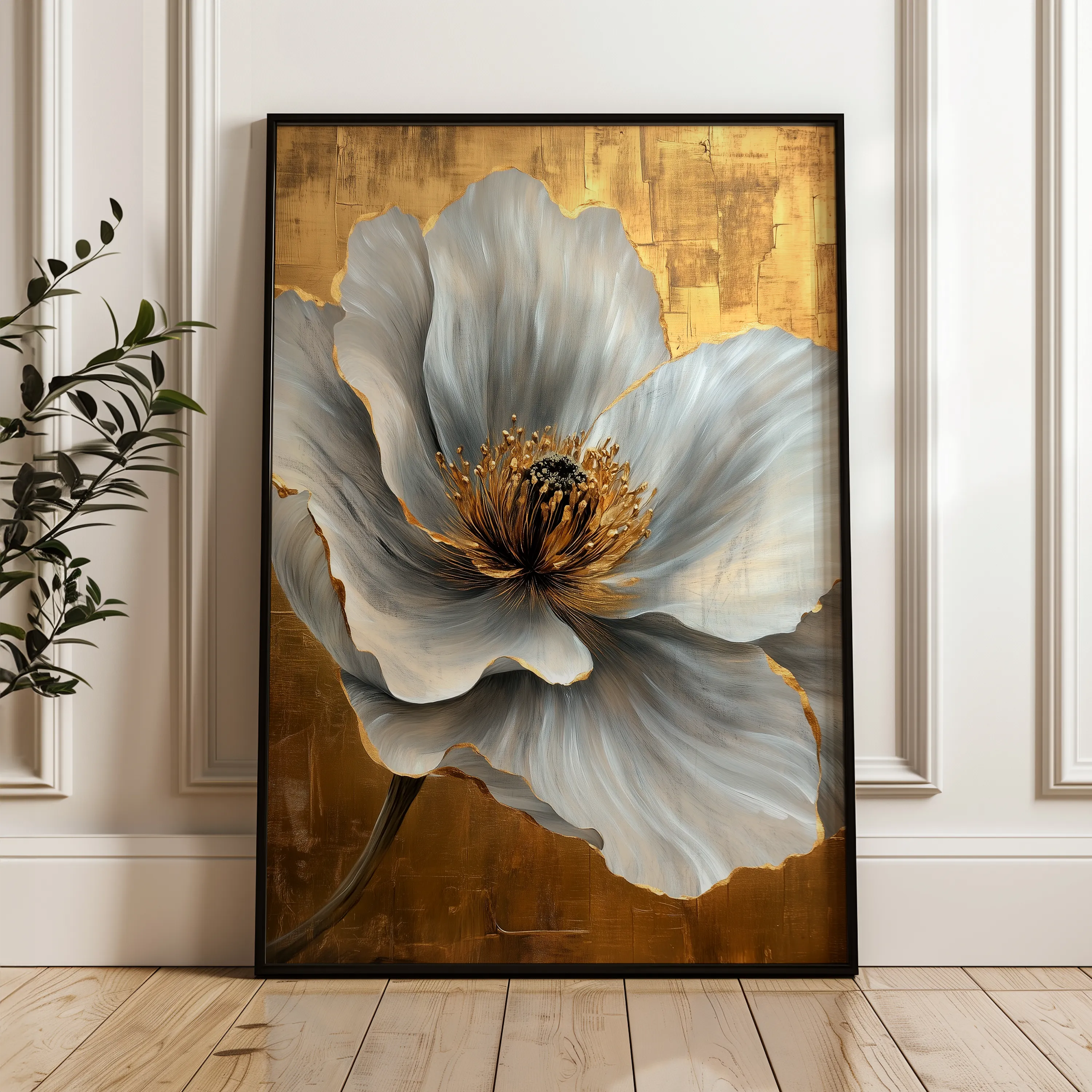 Floral 1443 Canvas Art 60 x 40 cm / Black