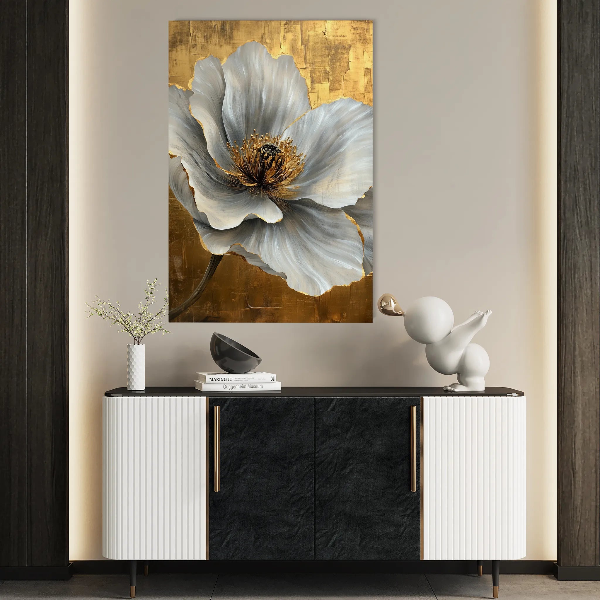 Floral 1443 Canvas Art 60 x 40 cm / Black