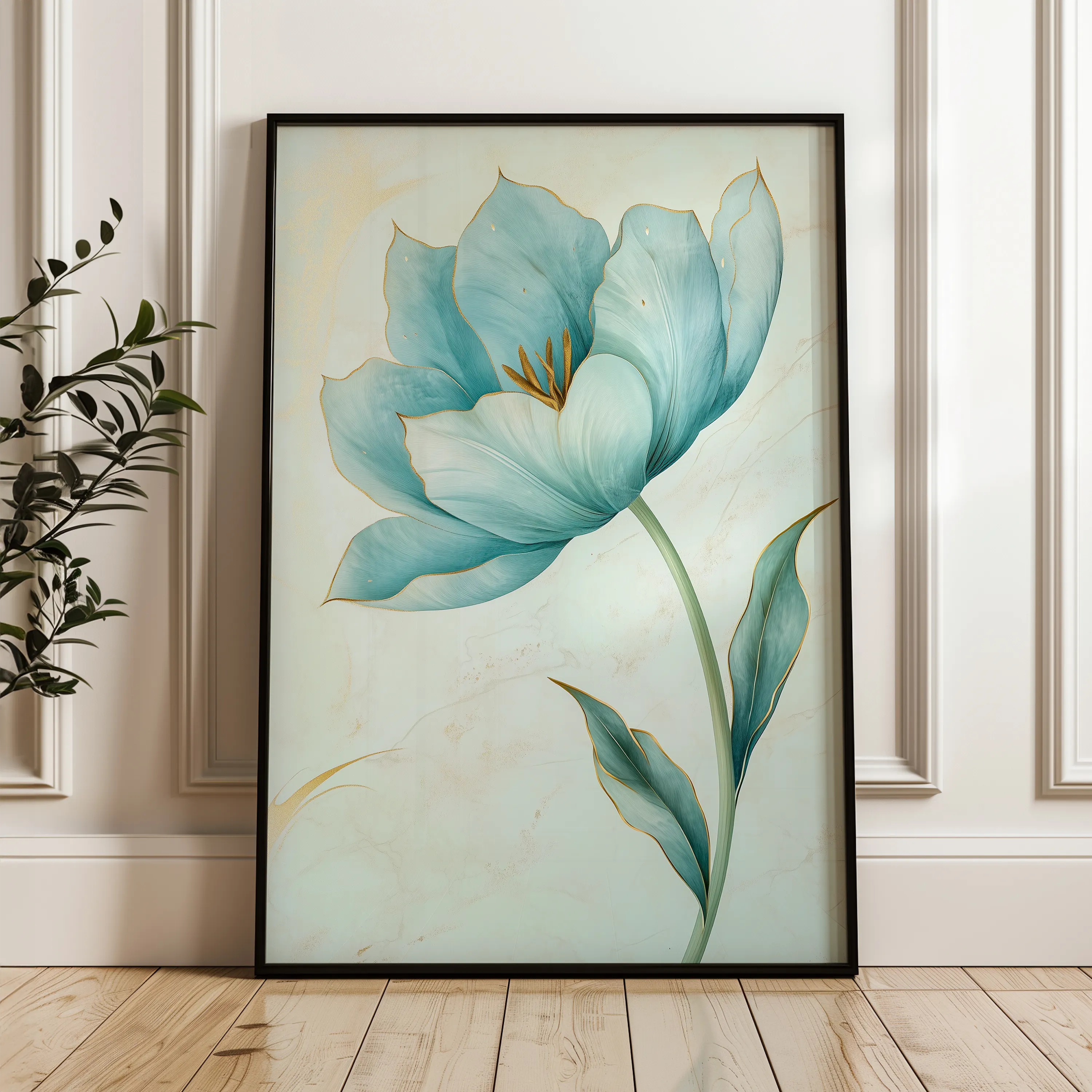 Floral 1444 Canvas Art 60 x 40 cm / Black