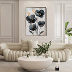 Floral 1446 Canvas Art 60 x 40 cm / Black
