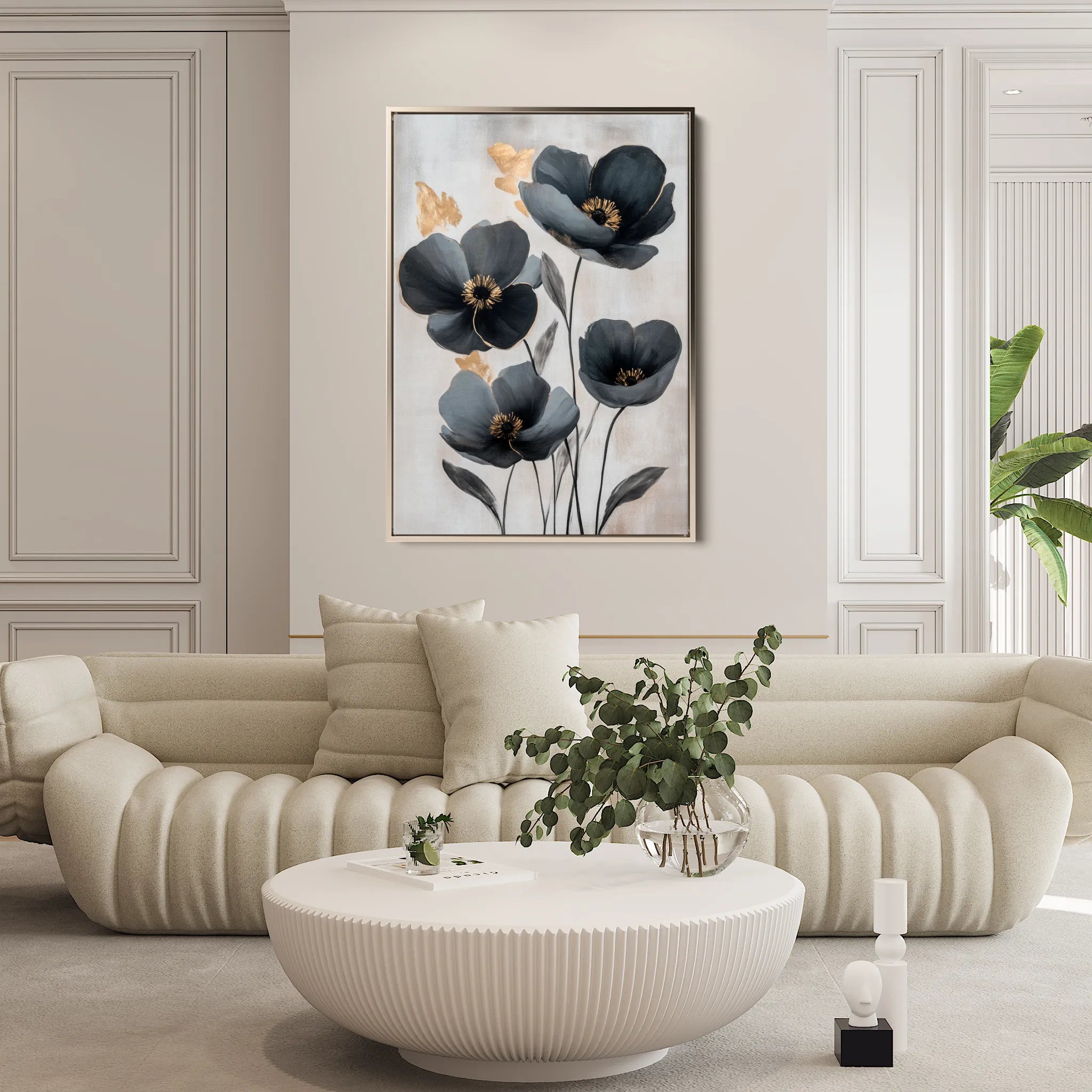 Floral 1446 Canvas Art 60 x 40 cm / Black