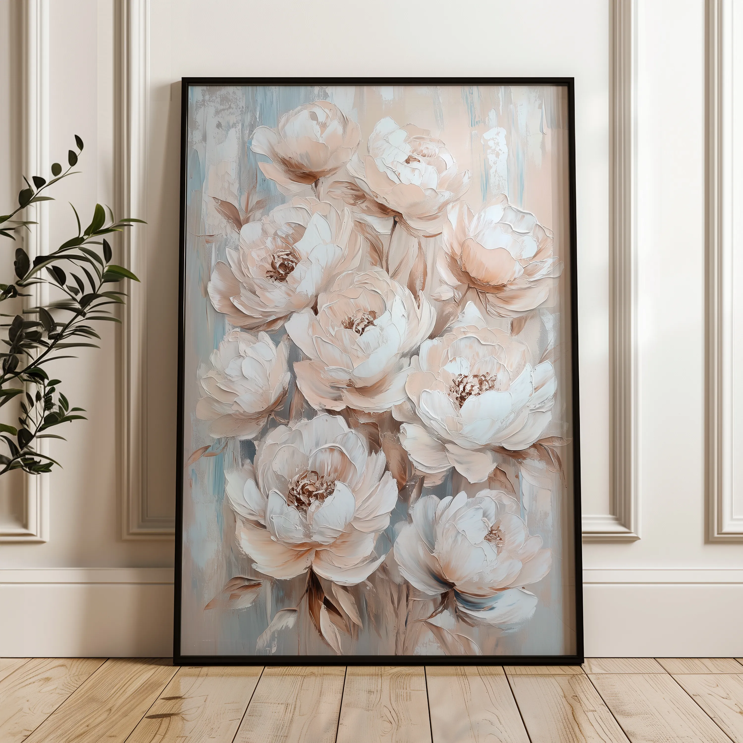 Floral 1447 Canvas Art 60 x 40 cm / Black