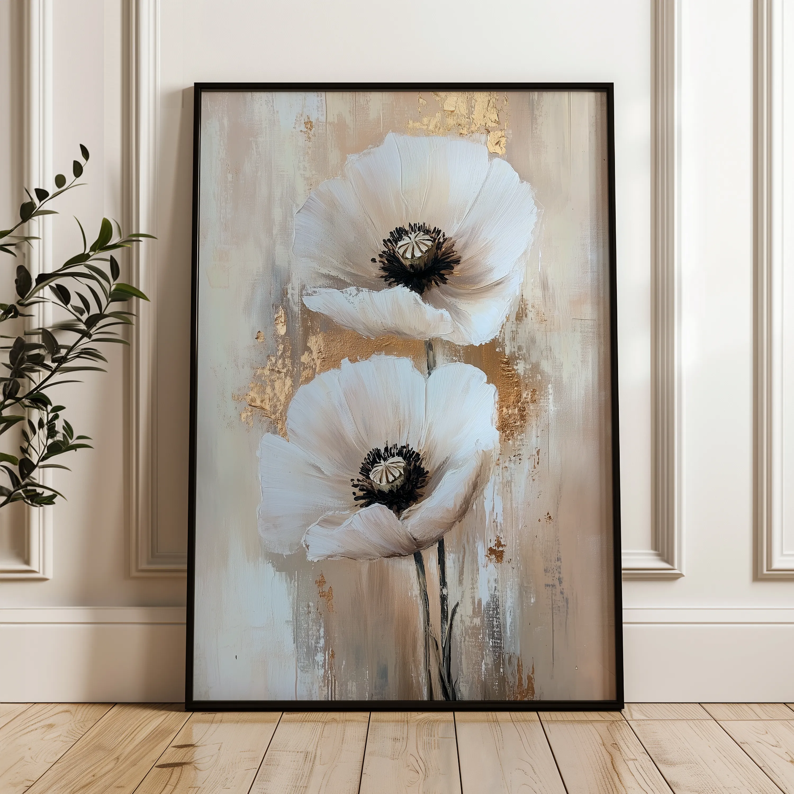 Floral 1449 Canvas Art 60 x 40 cm / Black