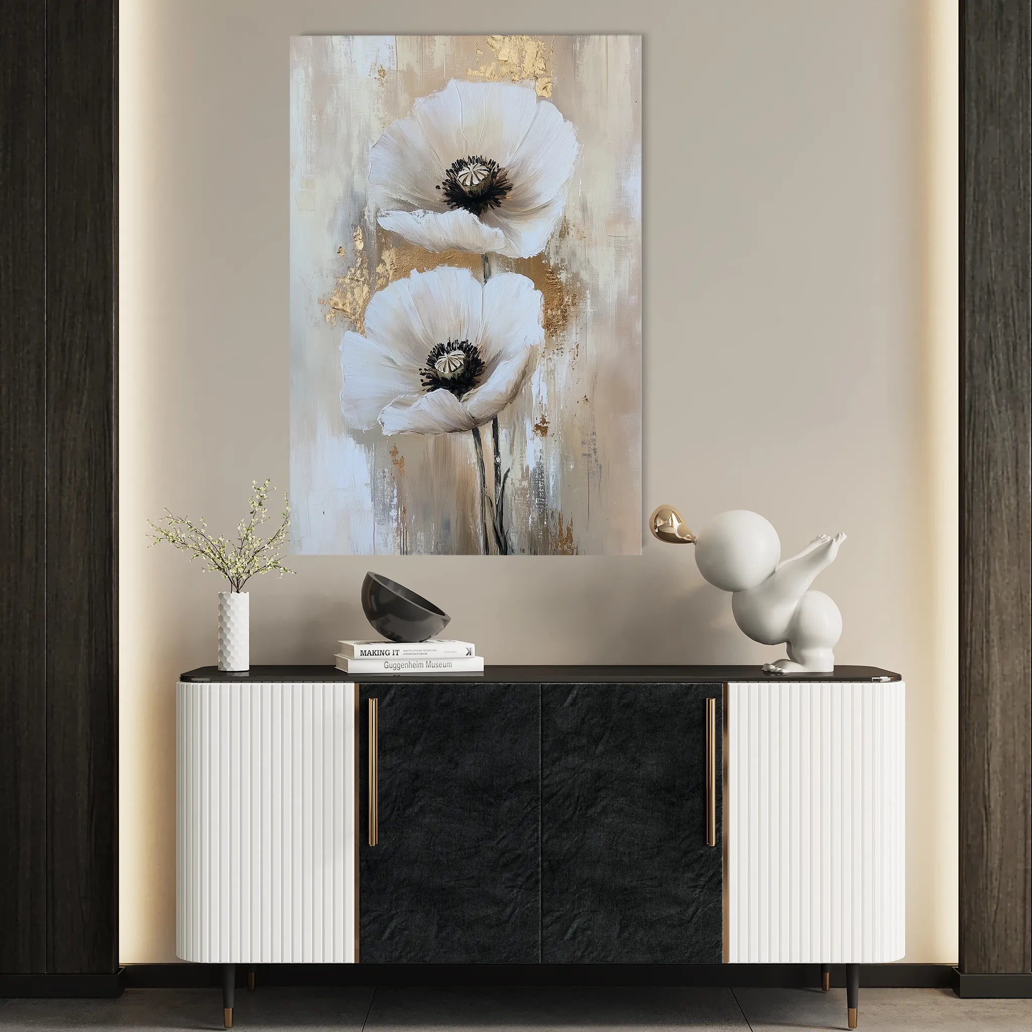 Floral 1449 Canvas Art 60 x 40 cm / Black