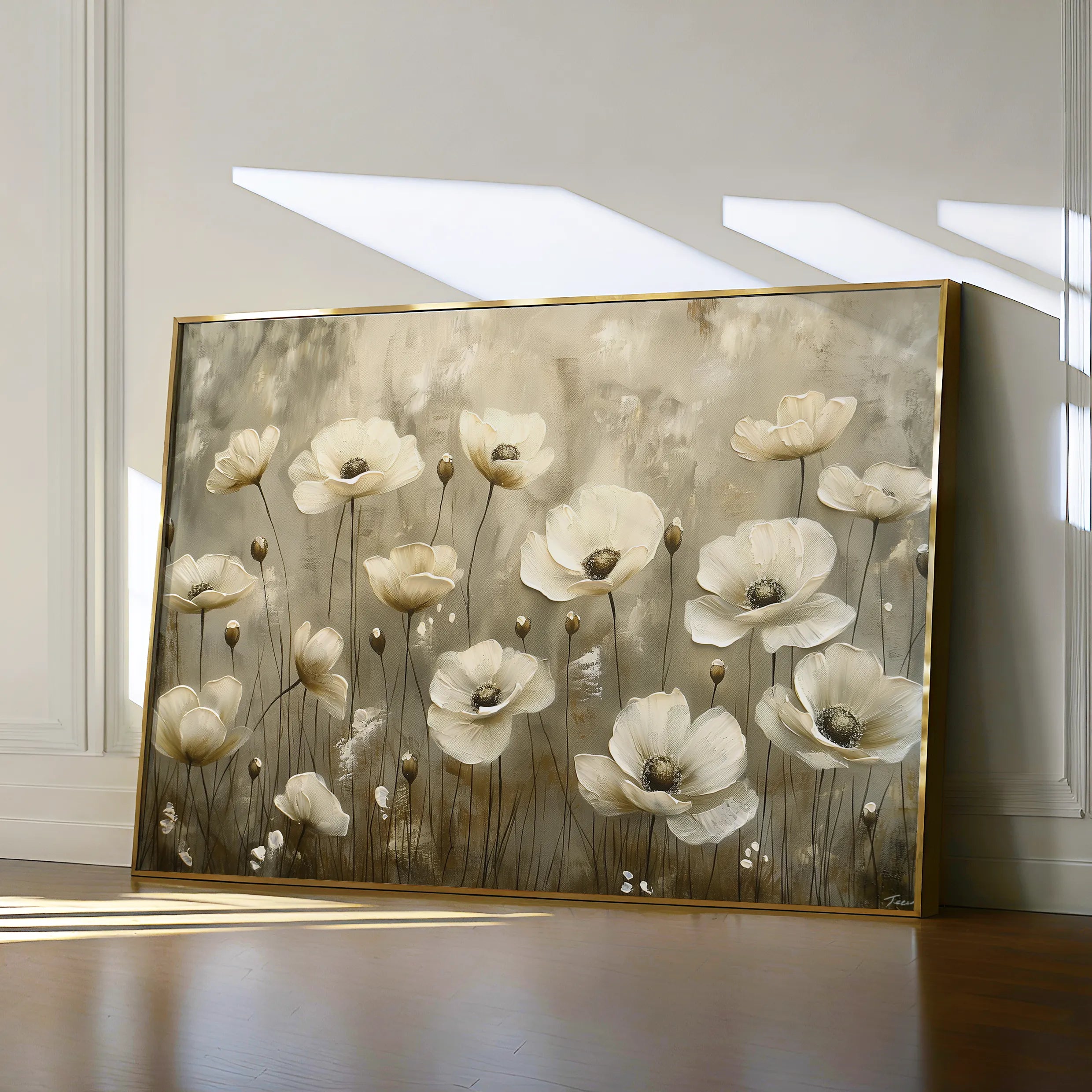 Floral 145 Canvas Art 60 x 40 cm / Black