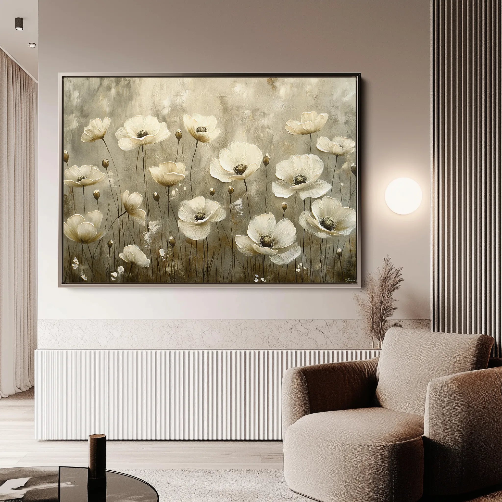 Floral 145 Canvas Art 60 x 40 cm / Black