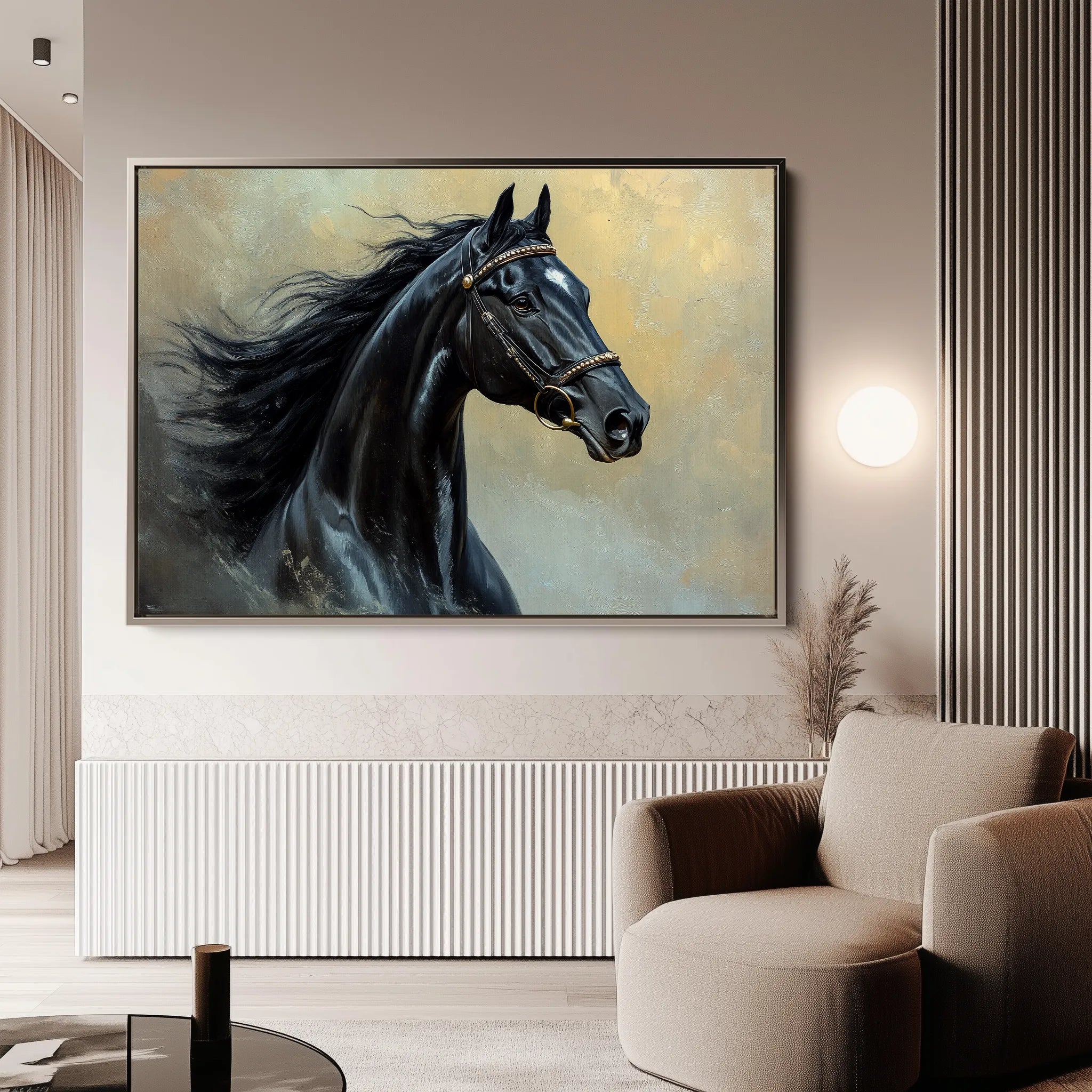 Horses 145 Canvas Art 60 x 40 cm / Black