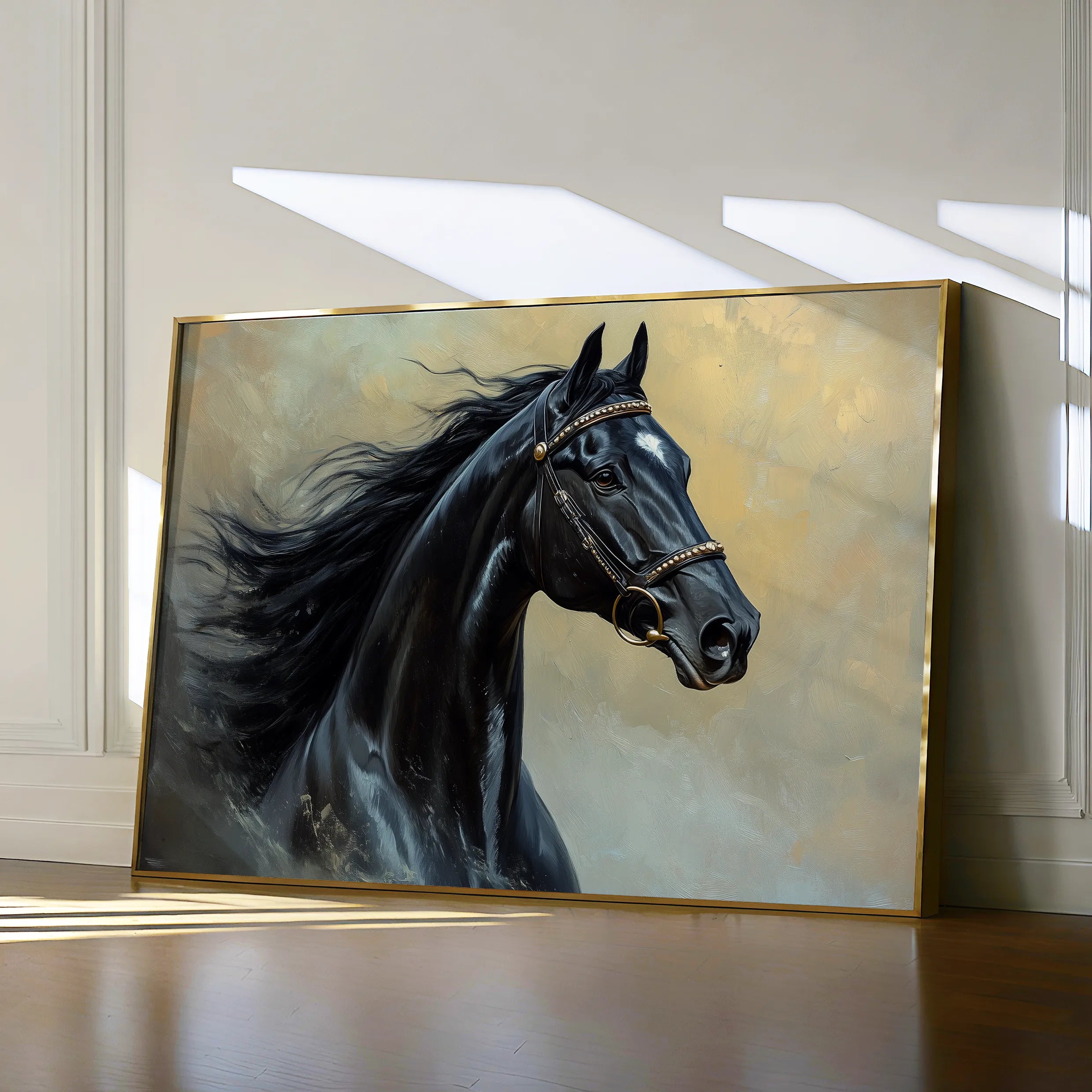 Horses 145 Canvas Art 60 x 40 cm / Black