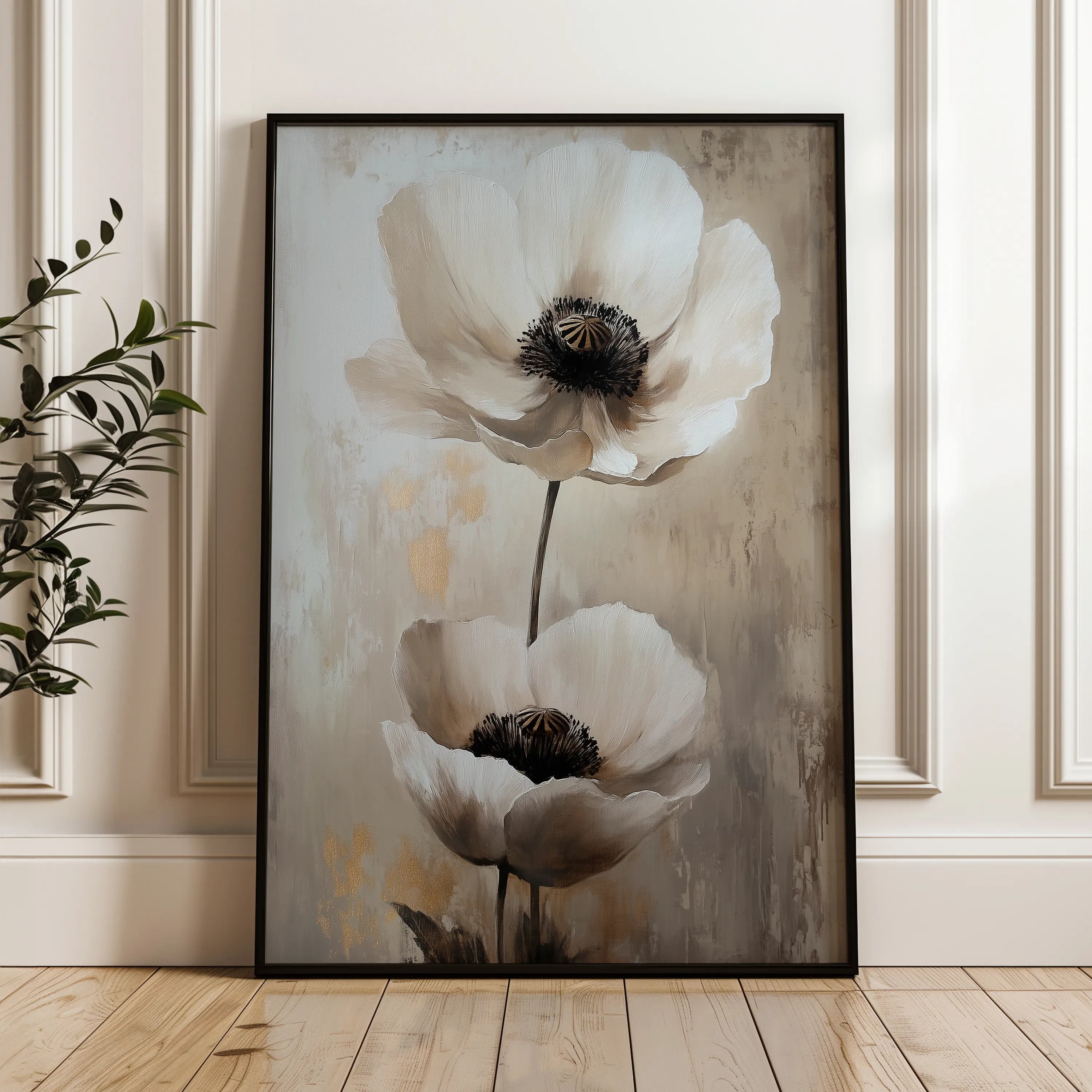 Floral 1450 Canvas Art 60 x 40 cm / Black