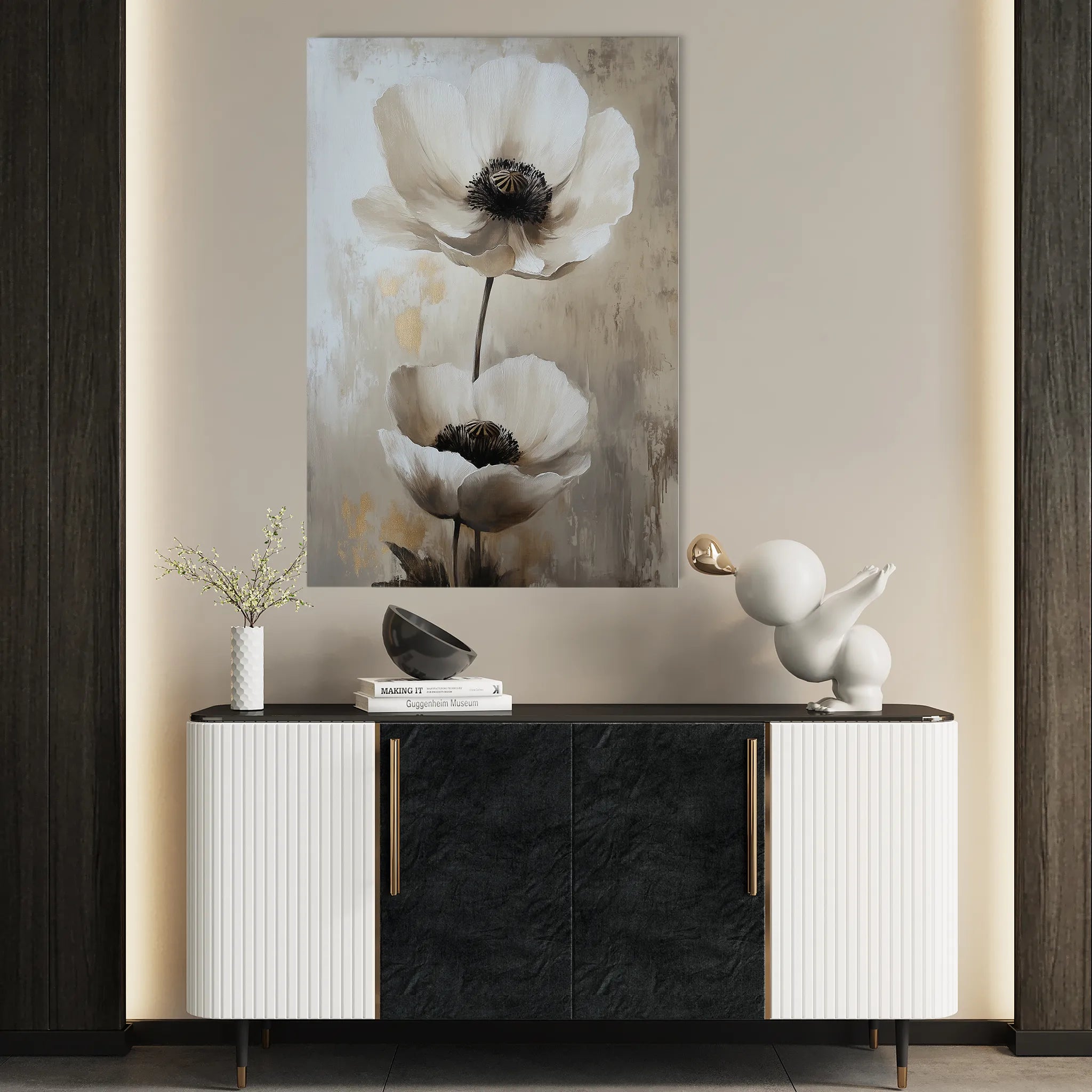 Floral 1450 Canvas Art 60 x 40 cm / Black